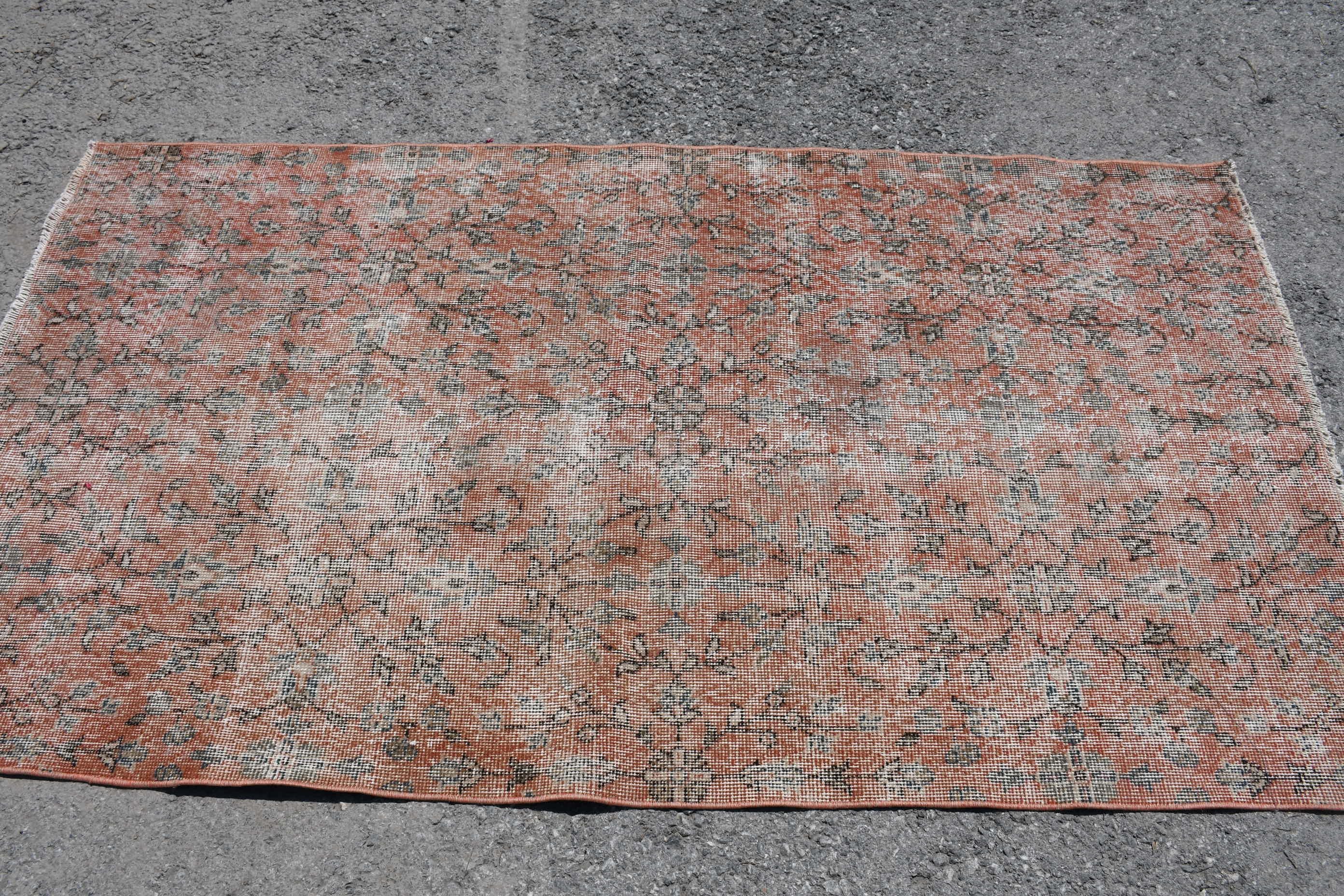 Vintage Rugs, Turkish Rug, 3.5x6.3 ft Accent Rug, Rugs for Kitchen, Entry Rugs, Wool Rugs, Kitchen Rugs, Moroccan Rugs, Orange Wool Rug