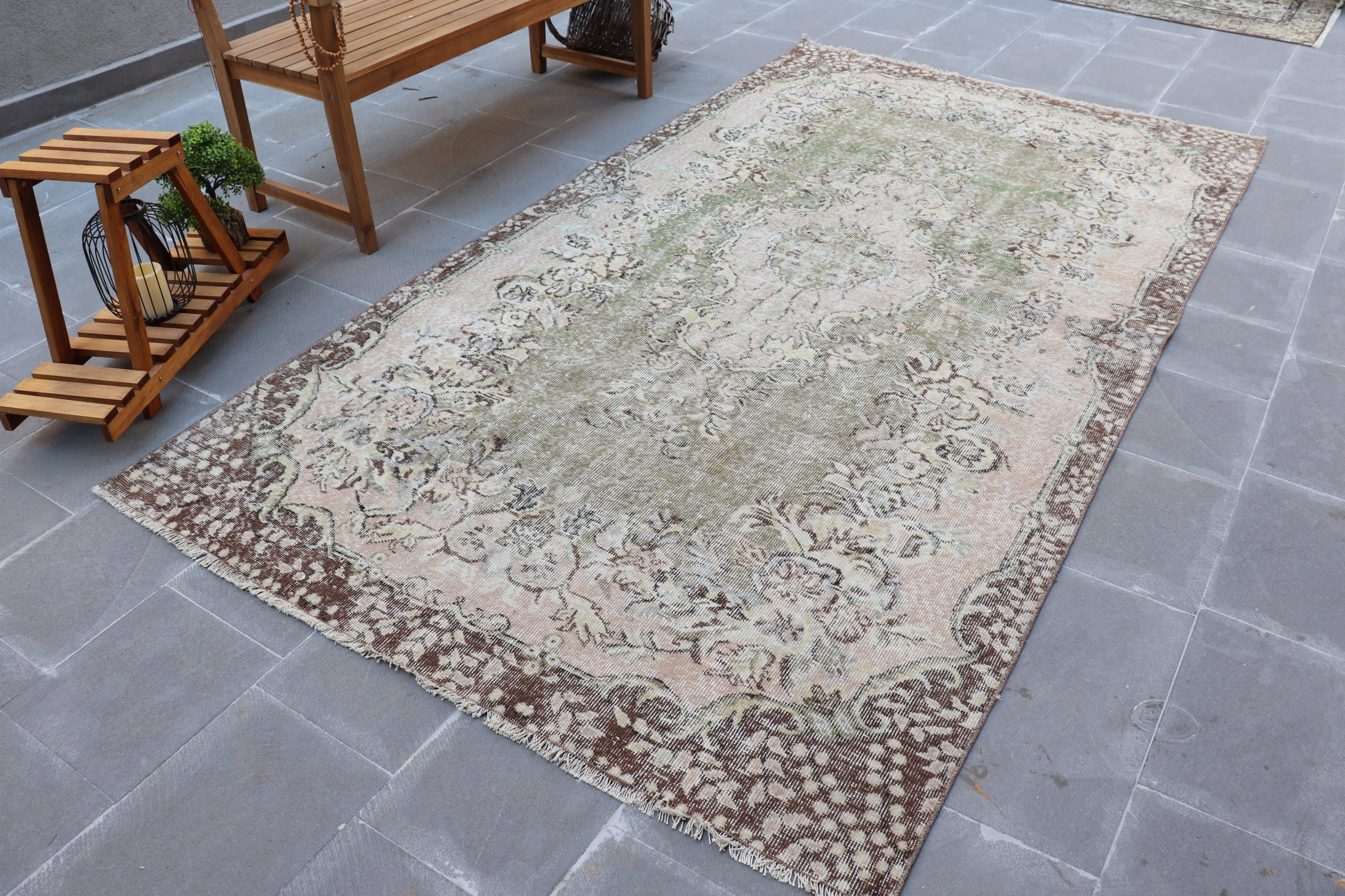 Living Room Rug, Oriental Rug, Bedroom Rug, Wool Rugs, Vintage Rug, Rugs for Salon, Brown Wool Rug, Turkish Rug, 5.2x9.3 ft Large Rug