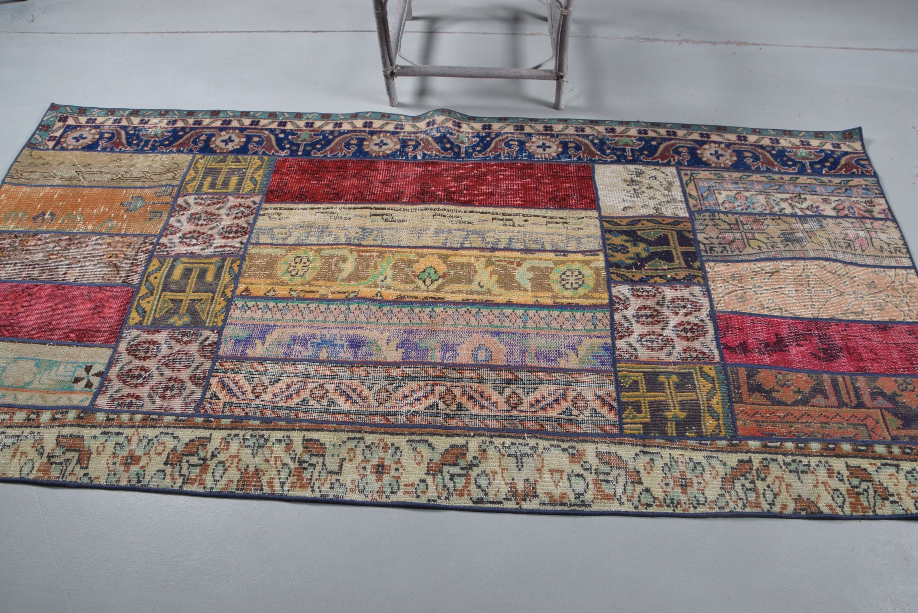 Living Room Rug, Vintage Rug, Art Rug, 3.8x7.6 ft Area Rugs, Turkish Rug, Kitchen Rug, Rugs for Indoor, Cool Rugs, Rainbow Anatolian Rug