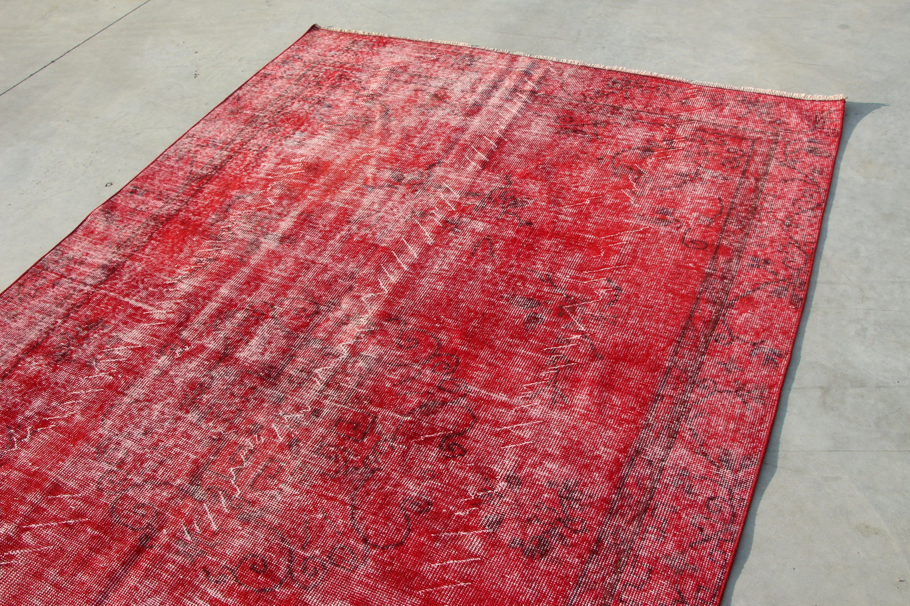 Living Room Rug, Bedroom Rug, Antique Rugs, Vintage Rug, Turkish Rug, Rugs for Bedroom, 5.7x9.3 ft Large Rugs, Red Anatolian Rug, Muted Rug