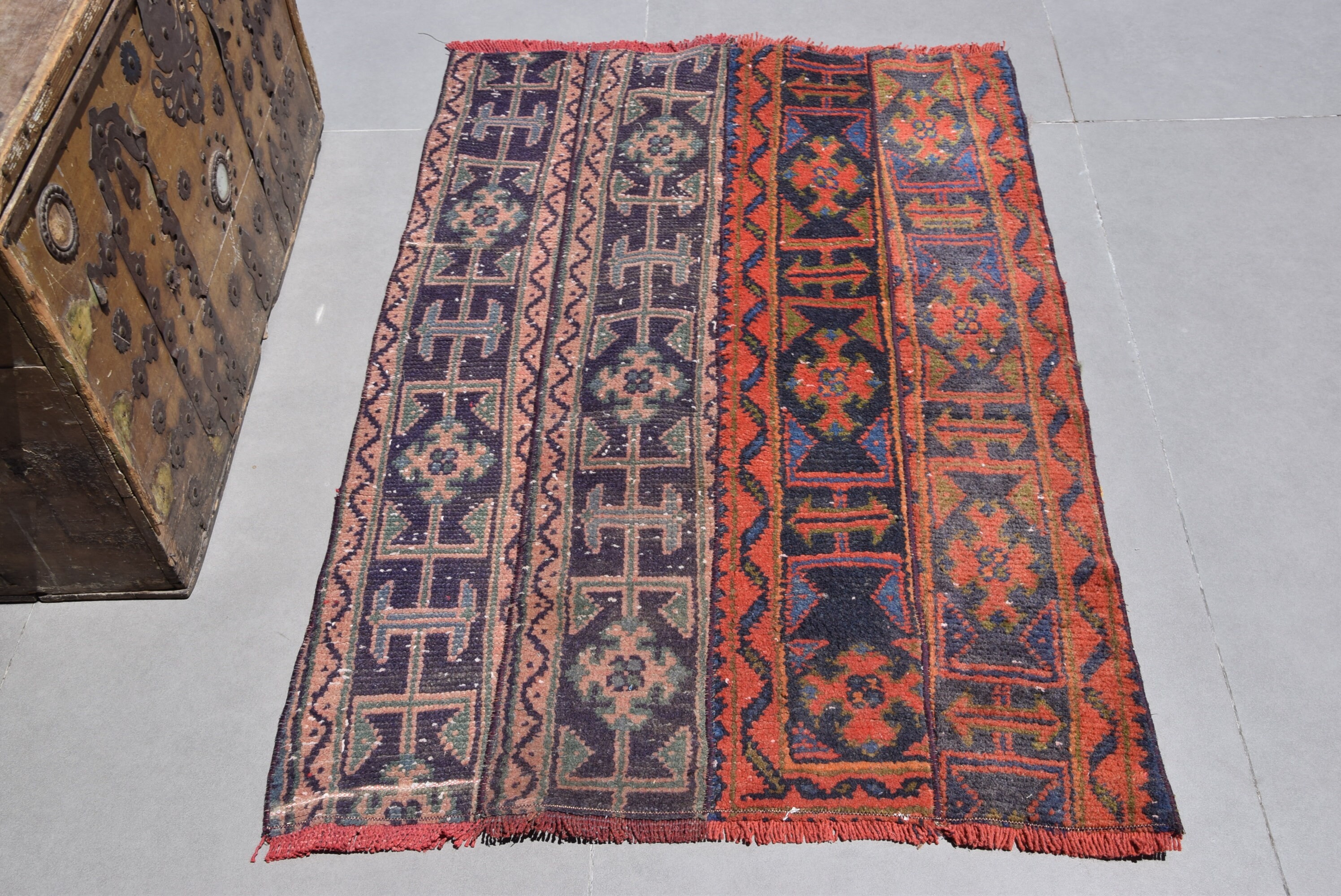 Anatolian Rug, Vintage Rug, 2.7x3.8 ft Small Rugs, Kitchen Rugs, Turkish Rugs, Orange Oriental Rugs, Cute Rugs, Home Decor Rug, Bedroom Rug