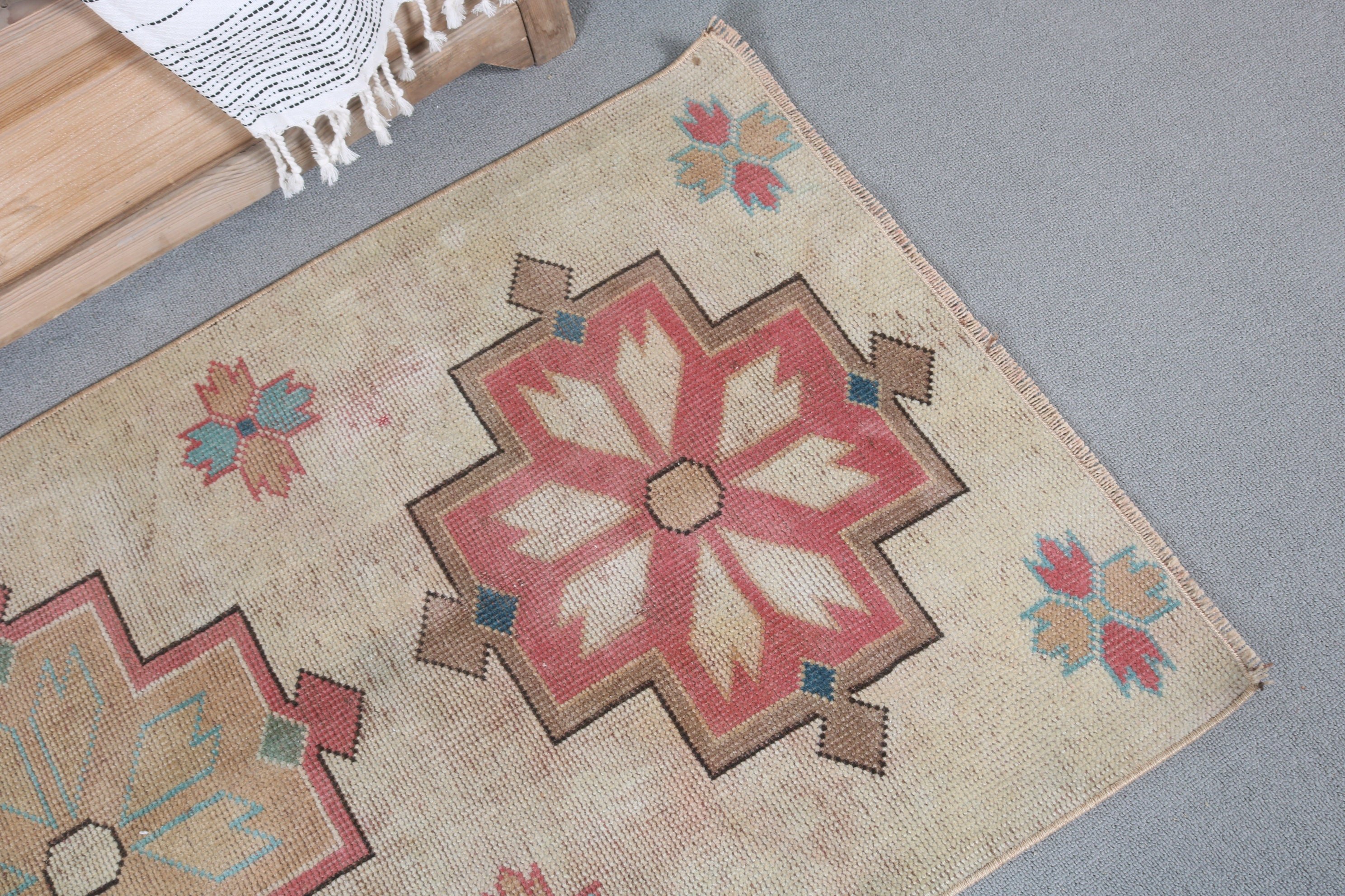 Turkish Rug, Boho Rug, Floor Rug, Rugs for Door Mat, Vintage Rugs, Bathroom Rugs, Beige Oushak Rug, 2.4x3.4 ft Small Rugs, Kitchen Rugs