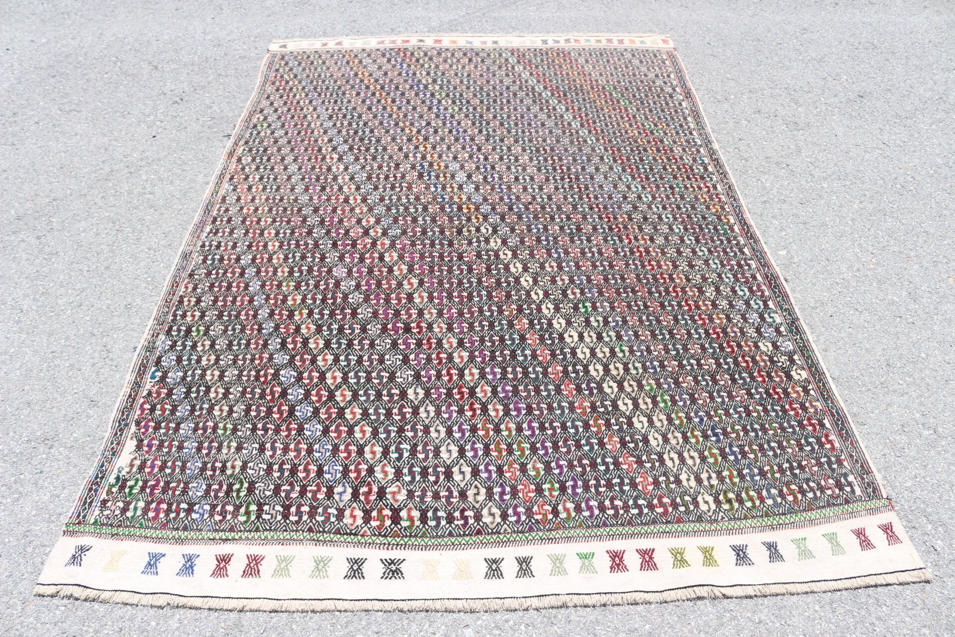 Kilim, Moroccan Rugs, 5.4x7.7 ft Large Rugs, Oriental Rugs, Vintage Rugs, Turkish Rug, Dining Room Rugs, Bedroom Rug, Black Oushak Rugs