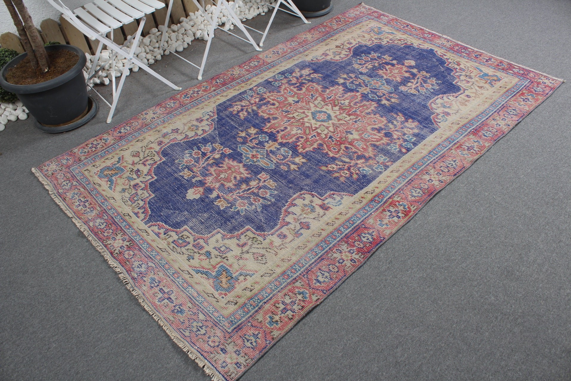 Oriental Rug, Vintage Rug, Blue Floor Rug, Wool Rug, Rugs for Floor, Kitchen Rug, Turkish Area Rug Rugs, 4.6x7.5 ft Area Rug, Turkish Rug