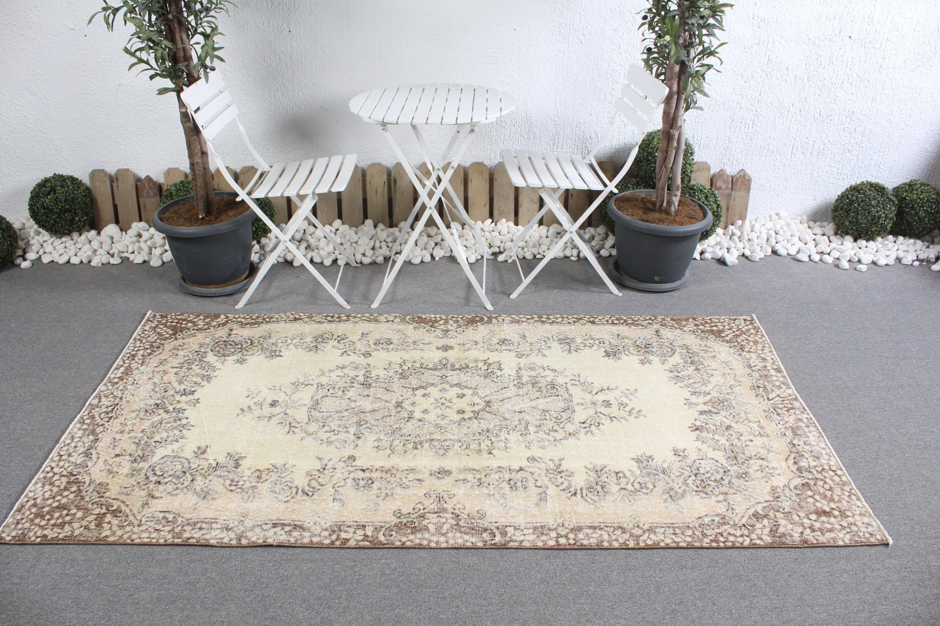 Turkish Rug, Office Rug, Bedroom Rugs, Indoor Rug, Beige Home Decor Rugs, Oriental Rug, 3.8x7.3 ft Area Rug, Vintage Rug, Home Decor Rug