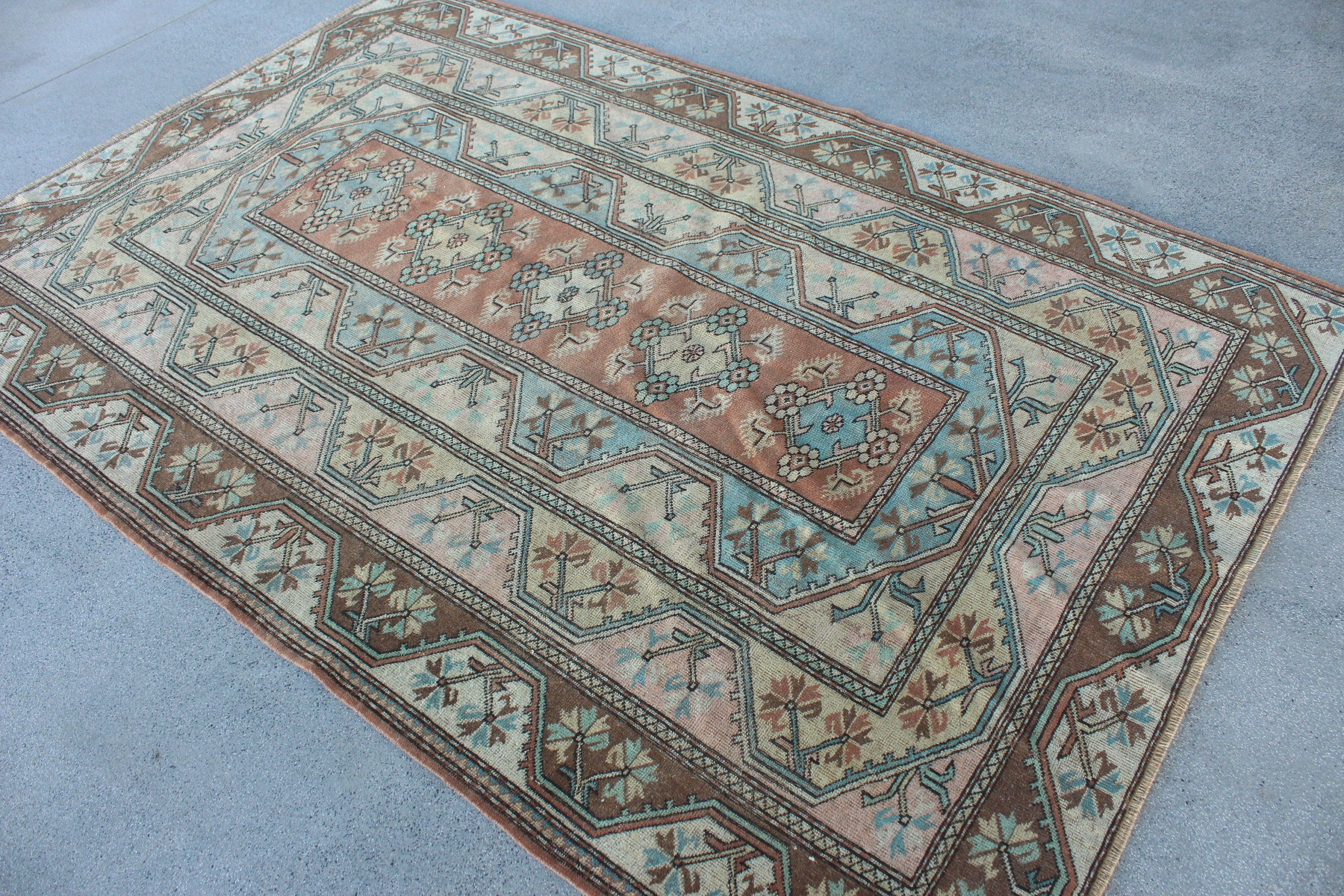 Kahverengi Yer Halısı, 5.3x7.8 ft Büyük Halılar, Oryantal Halı, Türk Halısı, Estetik Halılar, Vintage Halılar, Oturma Odası Halısı, Salon Halısı