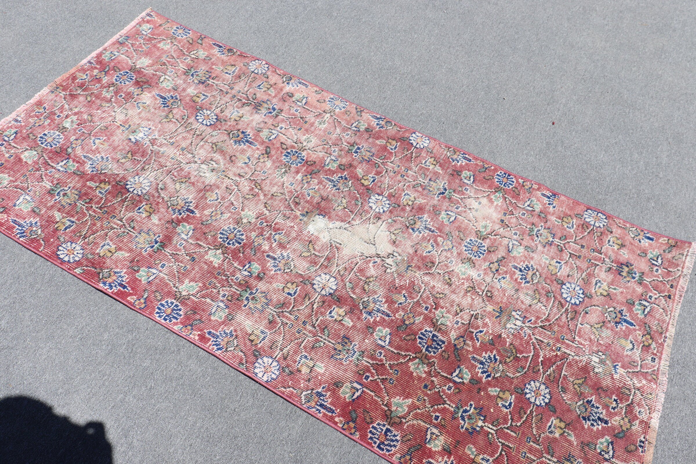Red Floor Rugs, Vintage Rugs, 2.9x6 ft Accent Rug, Turkish Rug, Home Decor Rug, Kitchen Rugs, Nursery Rug, Rugs for Entry