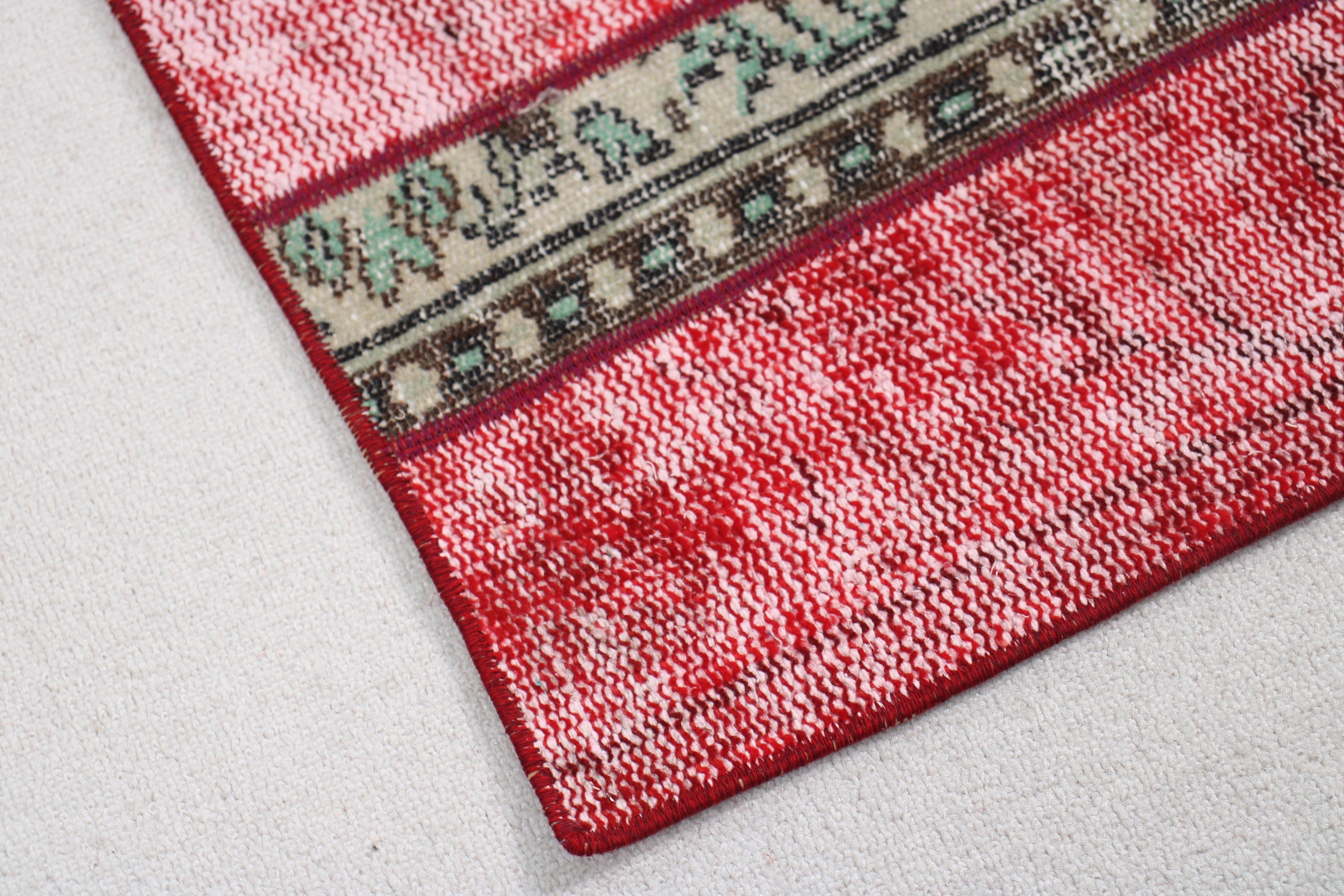 Bath Rugs, 1.5x3.2 ft Small Rugs, Kitchen Rugs, Vintage Rugs, Turkish Rugs, Moroccan Rugs, Red Wool Rug, Boho Rug, Rugs for Small Area