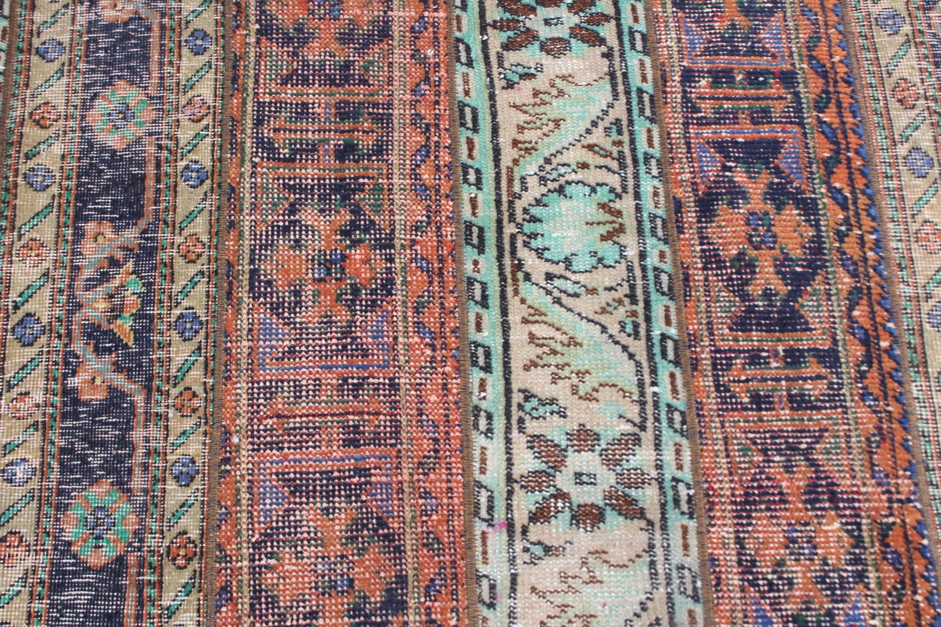 2,9x4,3 ft Küçük Halılar, Vintage Halı, Eskitilmiş Halı, Mavi Fas Halıları, Oushak Halısı, Türk Halısı, Banyo Halıları, Ev Dekorasyonu Halısı, Giriş Halısı