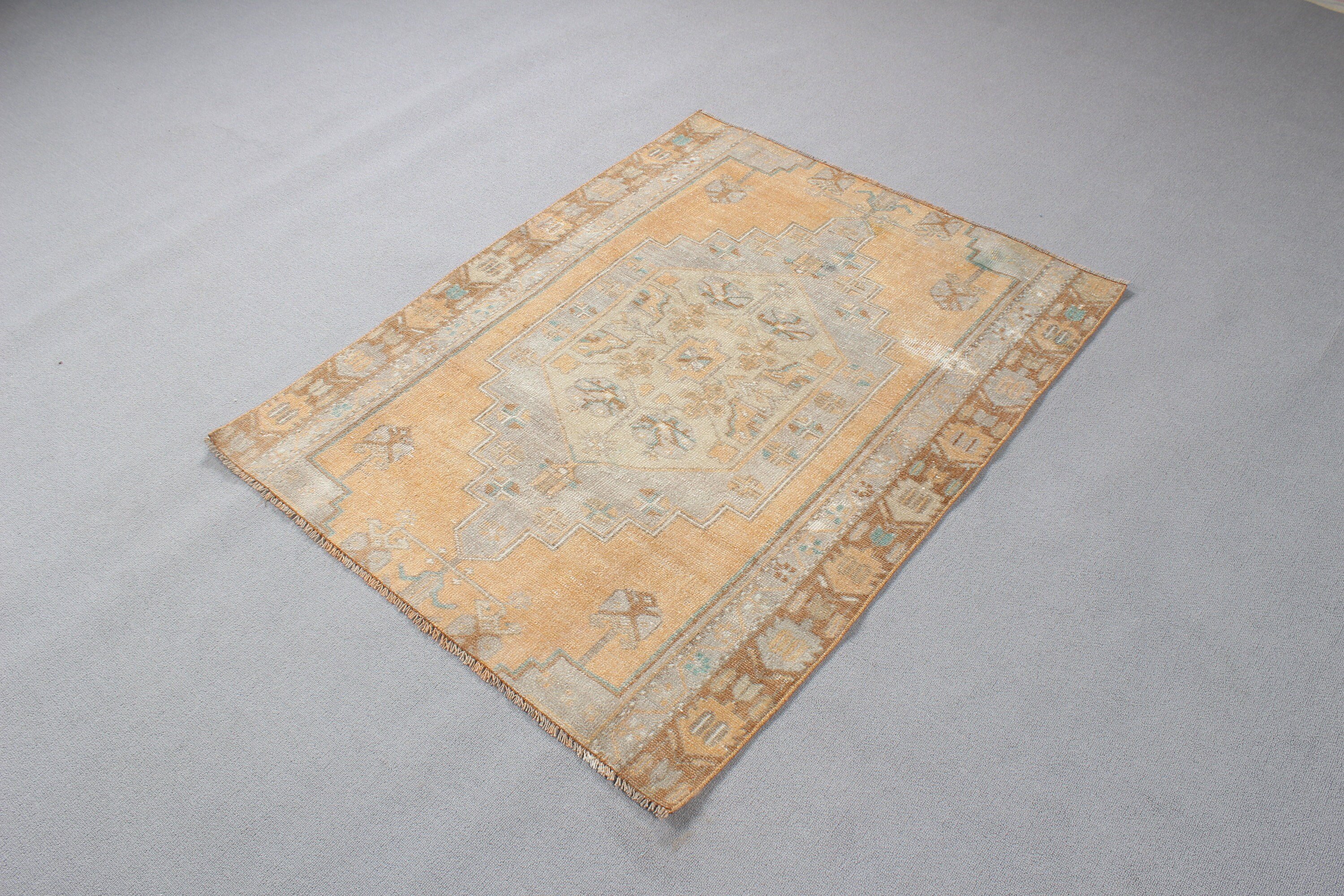 Bedroom Rugs, Small Area Rugs, Bronze Geometric Rugs, Entry Rugs, Ethnic Rugs, Vintage Rug, Cool Rug, Turkish Rug, 3.3x4.2 ft Small Rugs