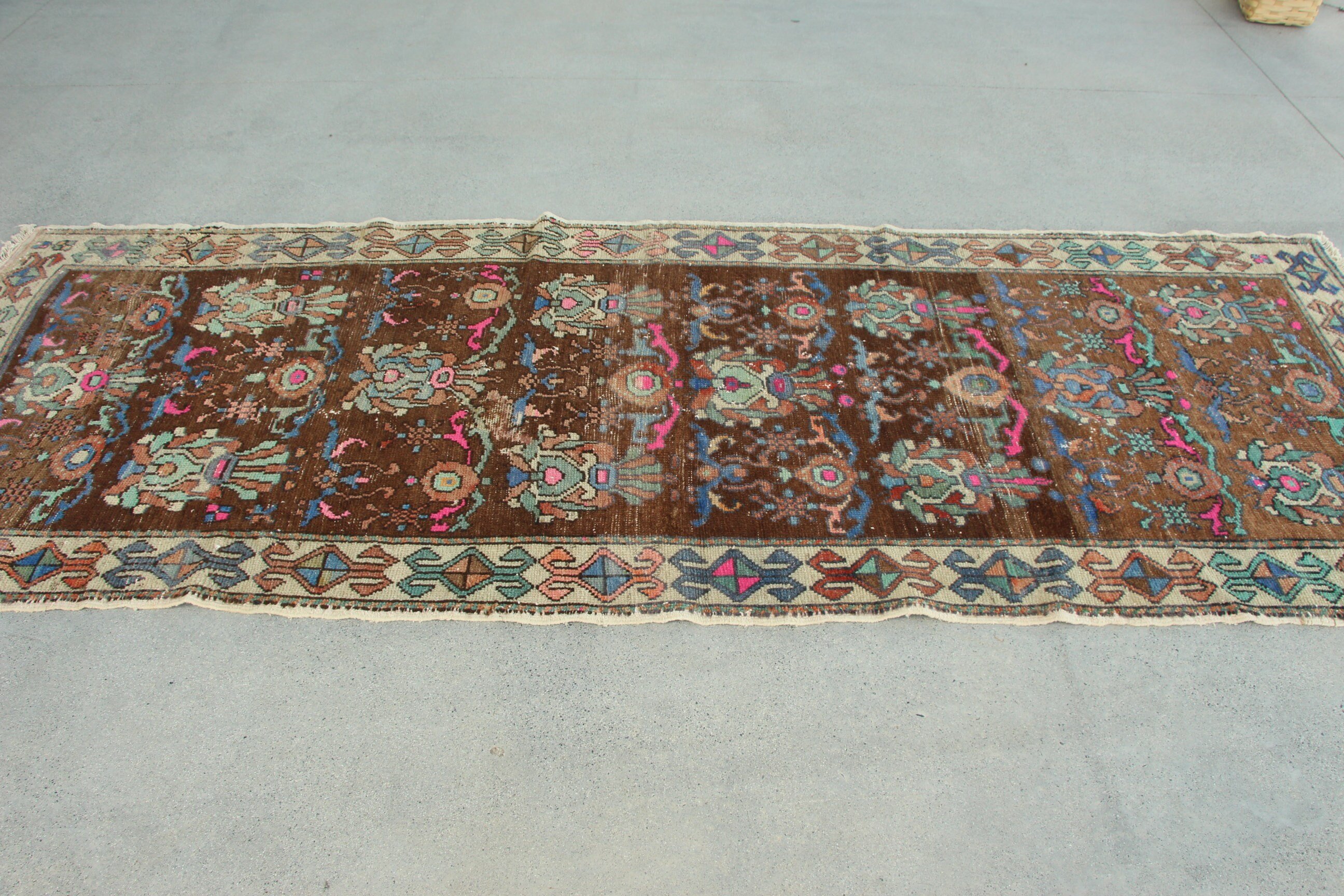 Brown Oriental Rugs, Long Runner Rug, Bedroom Rug, Rugs for Stair, 3.5x9.8 ft Runner Rug, Turkish Rugs, Statement Rugs, Vintage Rug