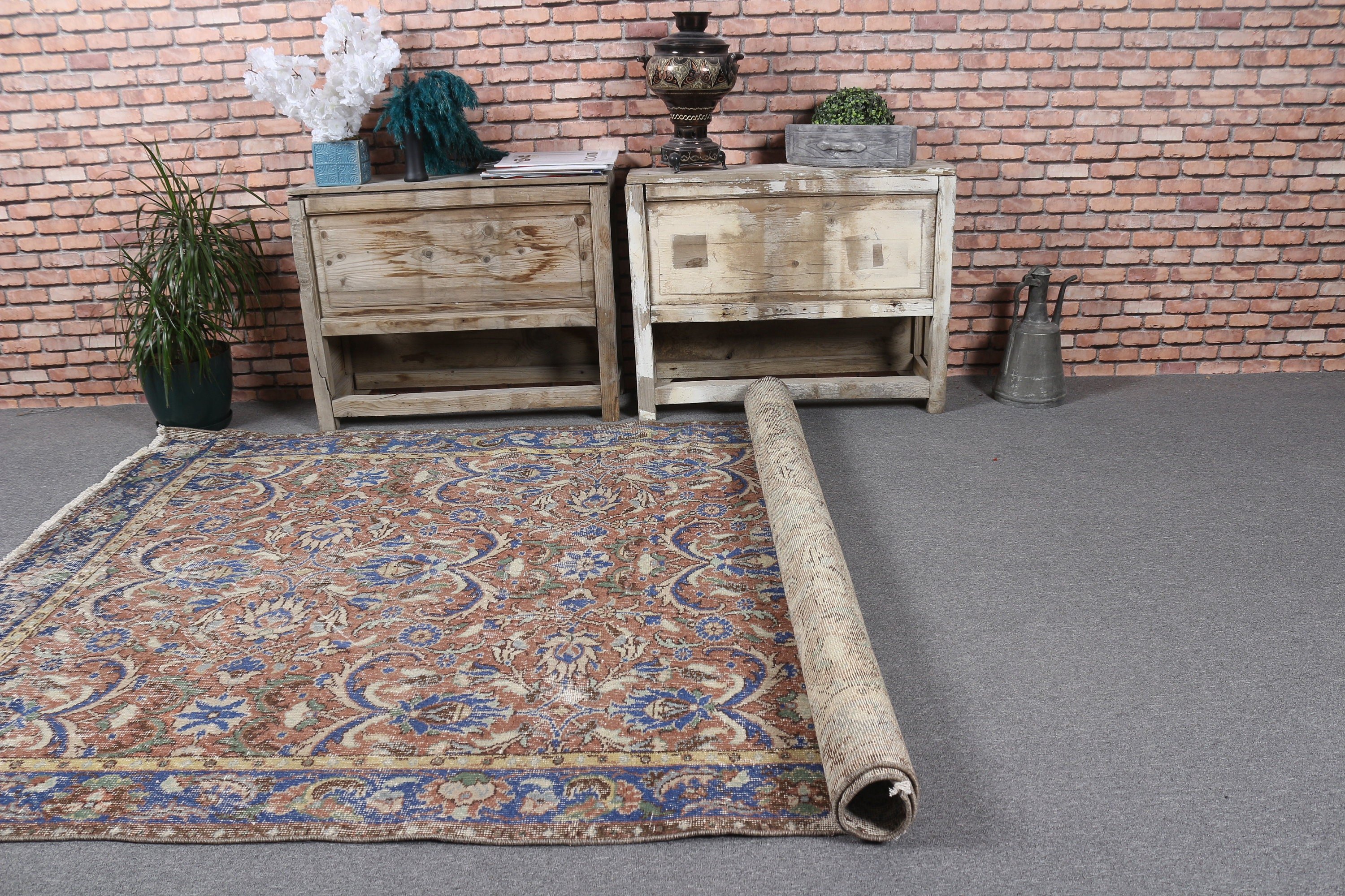 Blue Floor Rug, Antique Rug, 5.1x7.9 ft Large Rugs, Turkish Rug, Pastel Rug, Vintage Rugs, Anatolian Rugs, Bedroom Rug, Dining Room Rug