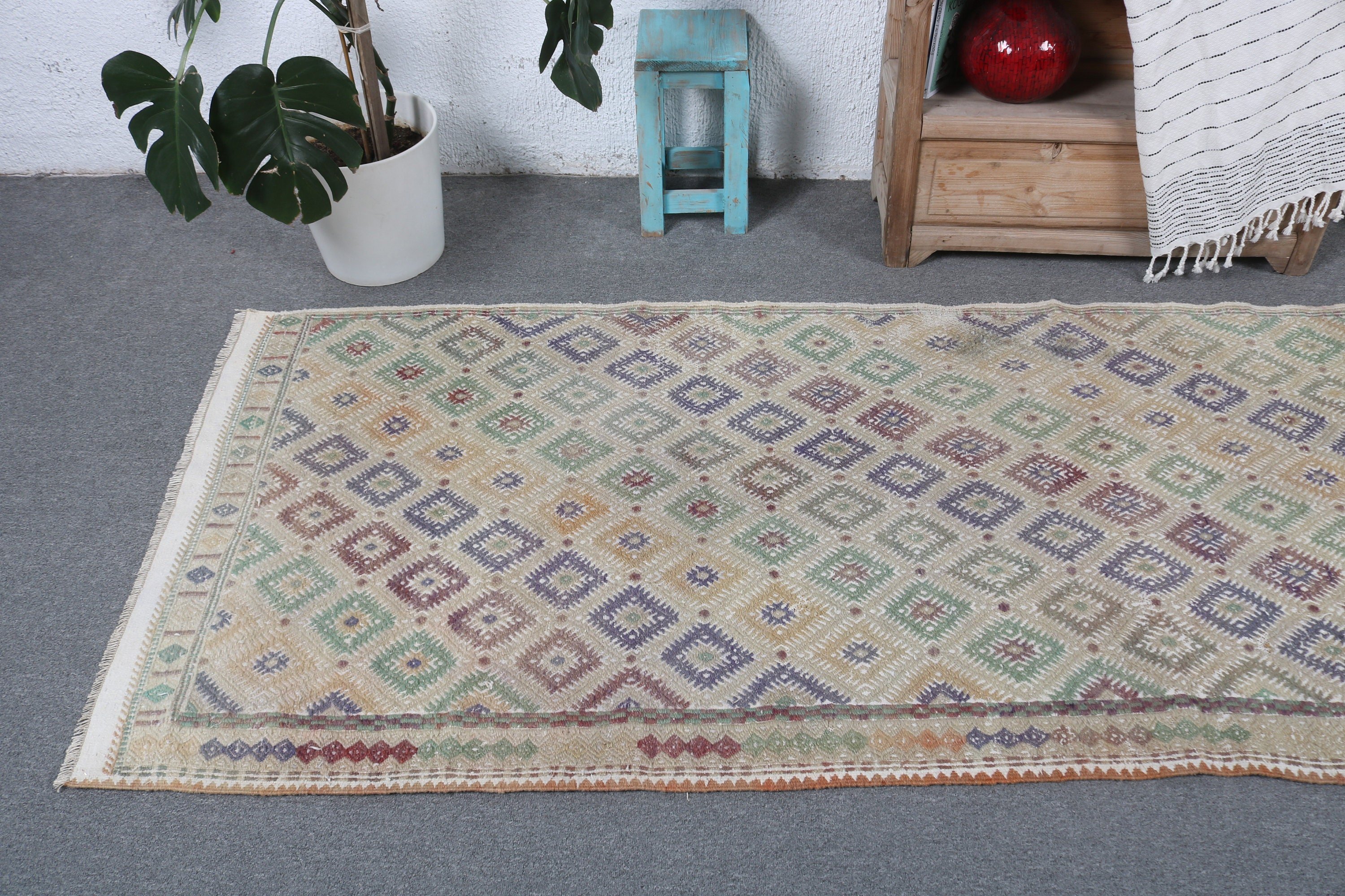 3.1x9.3 ft Runner Rugs, Turkish Rug, Long Runner Rug, Kitchen Rugs, Beige Neutral Rug, Modern Rugs, Kilim, Vintage Rugs, Anatolian Rugs