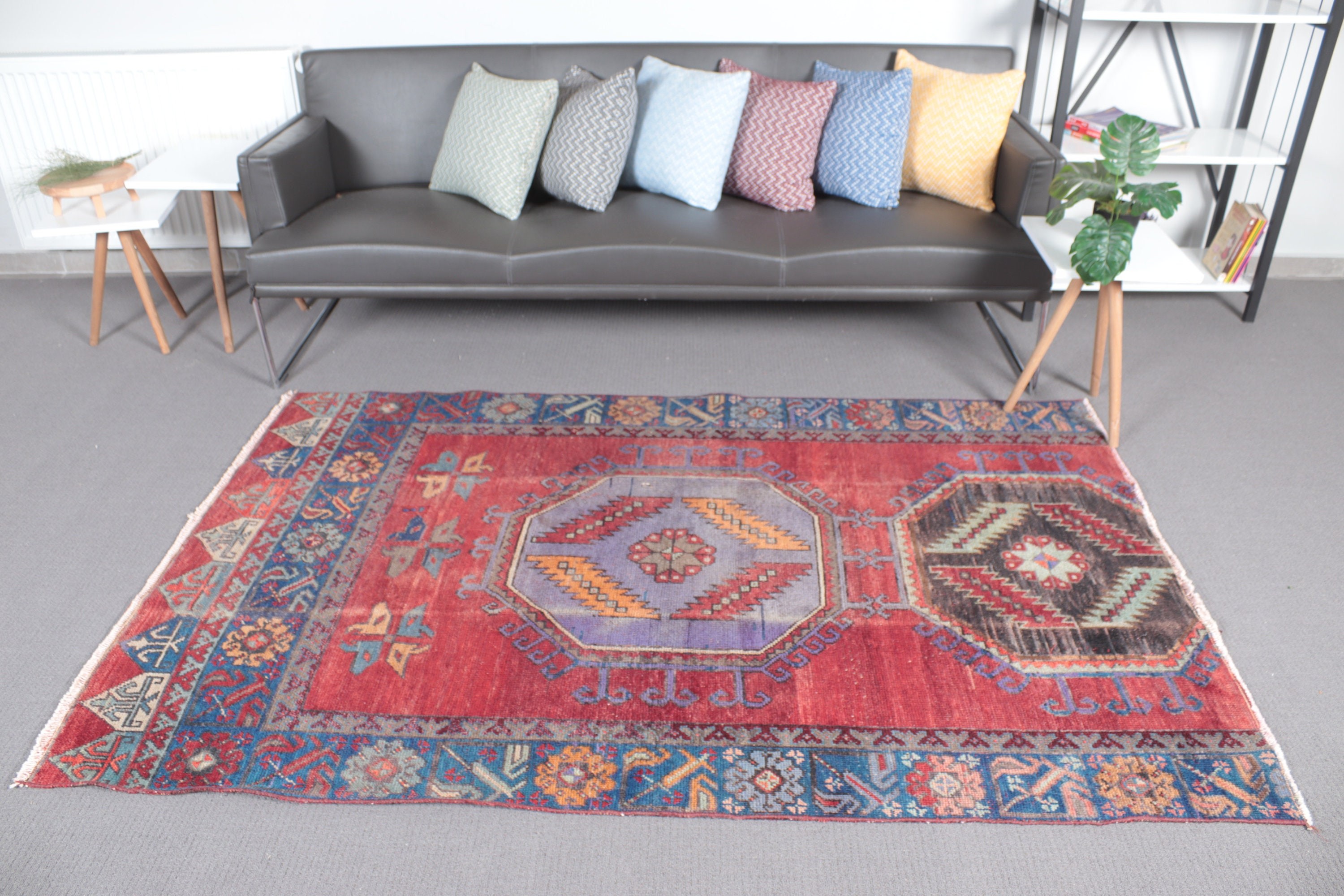 Boho Area Rug, Vintage Rugs, Turkey Rug, Dining Room Rugs, Moroccan Rug, Turkish Rugs, 4.4x6.7 ft Area Rugs, Red Antique Rug, Luxury Rugs