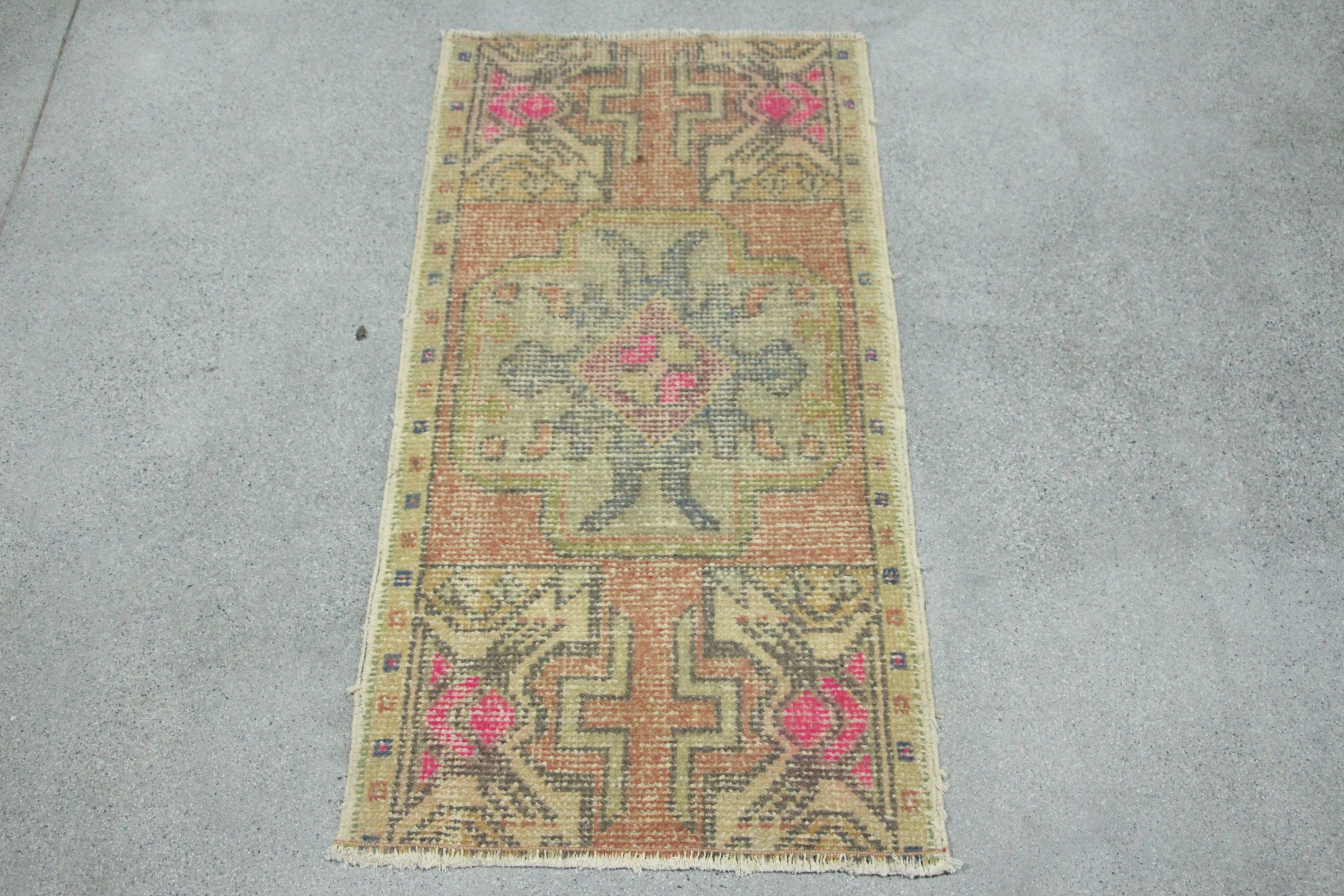1.7x3.2 ft Small Rug, Cool Rug, Entry Rugs, Orange Antique Rugs, Vintage Rug, Turkish Rug, Wall Hanging Rug, Hand Woven Rugs, Moroccan Rug