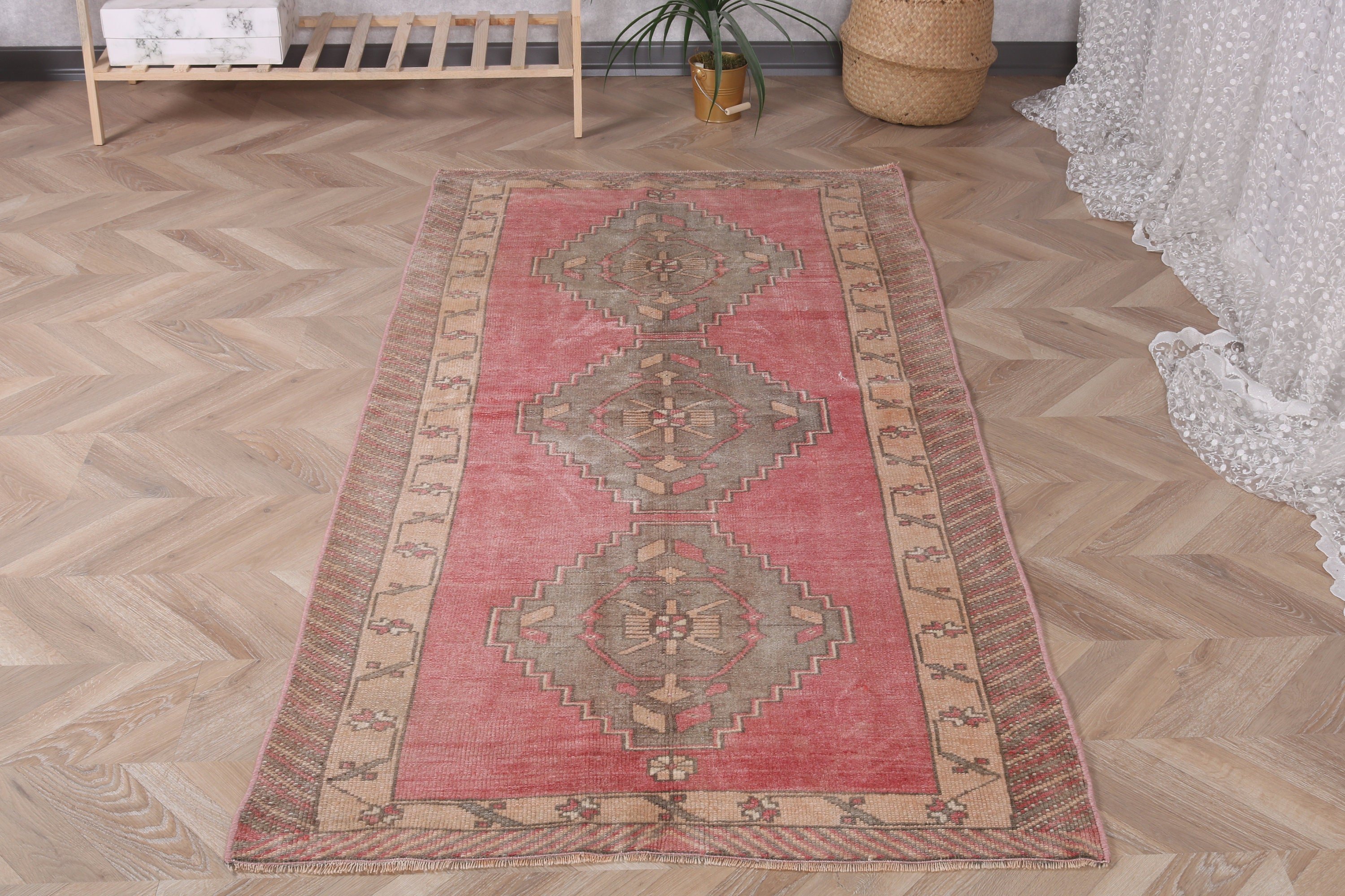 Modern Halı, Düz Dokuma Halılar, Pembe Yatak Odası Halıları, 3,1x6,5 ft Accent Halı, Vintage Halı, Yatak Odası Halıları, Türk Halısı, Yurt Vurgulu Halı Halıları