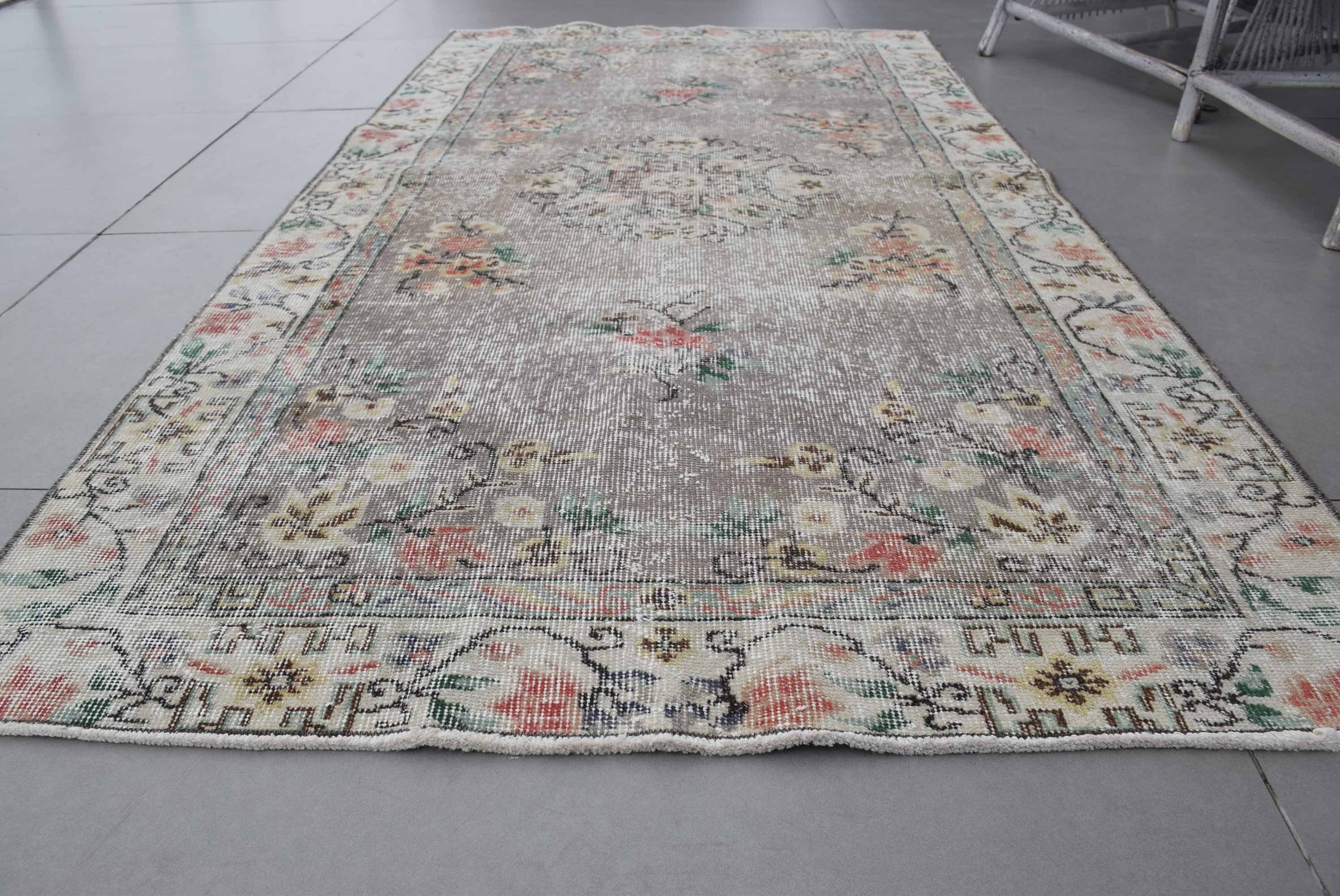 Rugs for Kitchen, Aztec Rug, Vintage Rugs, Turkish Rug, Dining Room Rugs, Home Decor Rug, 3.7x6.9 ft Area Rug, Gray Kitchen Rug, Cool Rugs