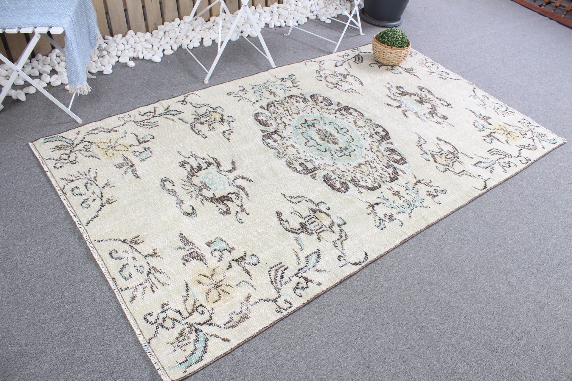 Dining Room Rugs, Office Rug, Turkish Rugs, Cool Rugs, Vintage Rugs, 4.3x7.6 ft Area Rugs, Nursery Rugs, Beige Oushak Rug