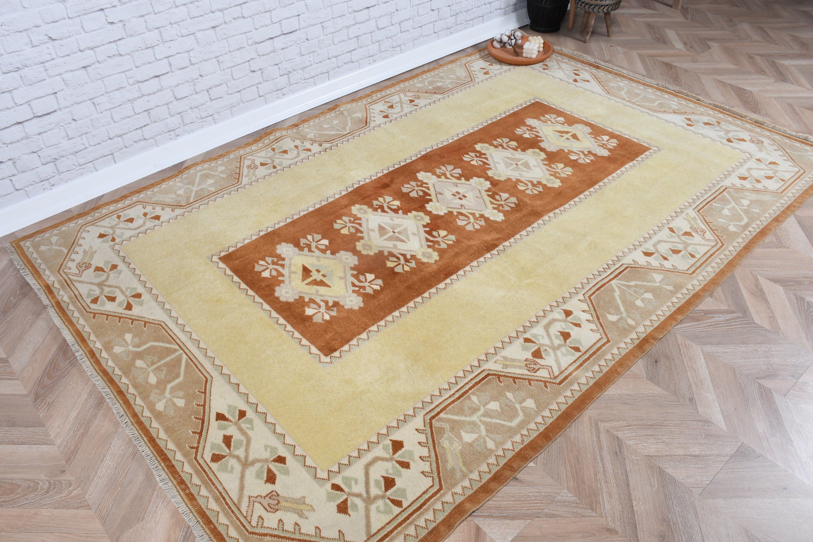 Salon Rugs, Beige  5.3x8 ft Large Rugs, Rugs for Bedroom, Vintage Rug, Cool Rug, Large Oushak Rug, Turkish Rug, Floor Rug