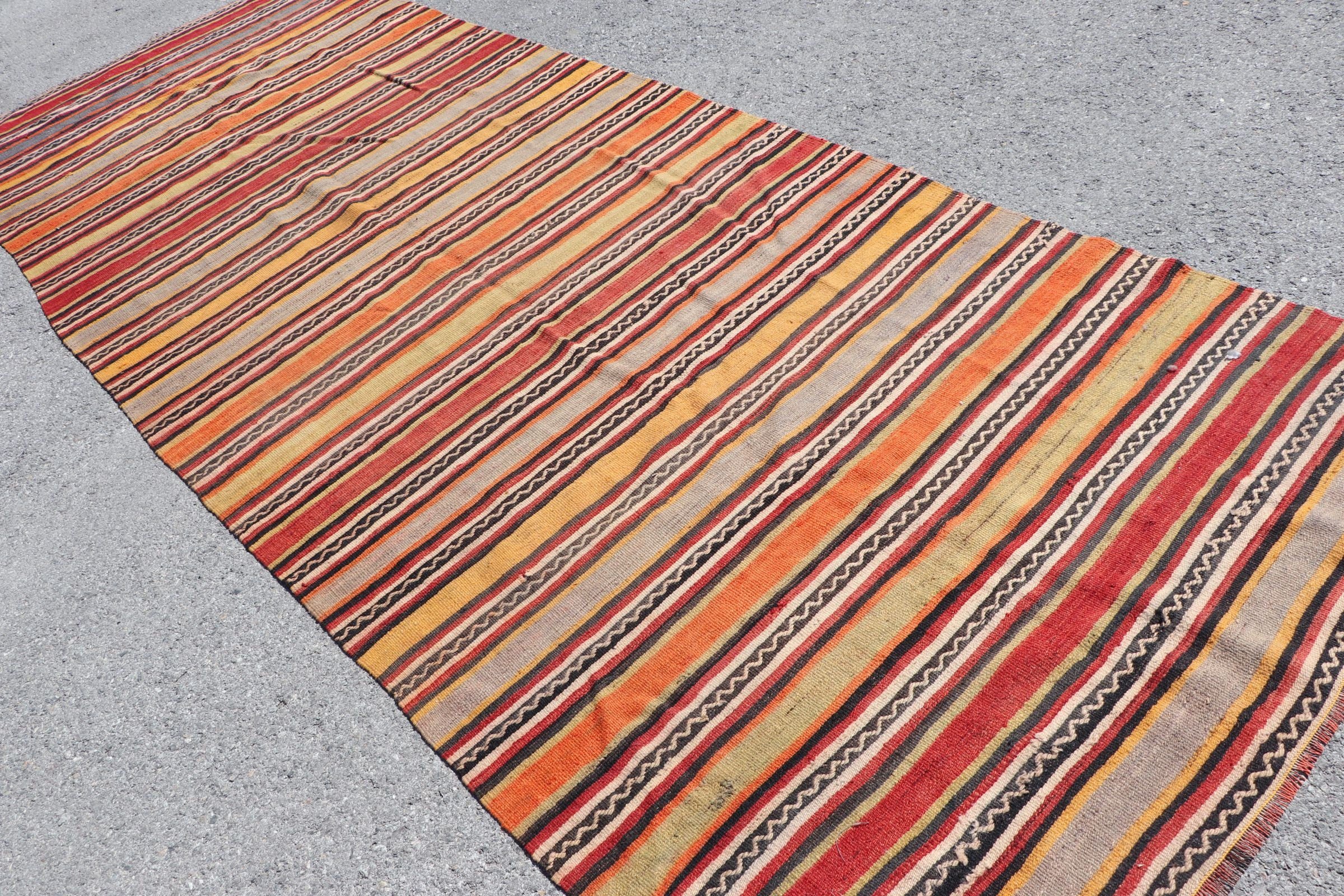 Turkish Rug, Cool Rugs, Vintage Rug, Rugs for Stair, Kilim, 4.6x13.1 ft Runner Rug, Pale Rug, Orange Wool Rug, Anatolian Rugs, Stair Rugs