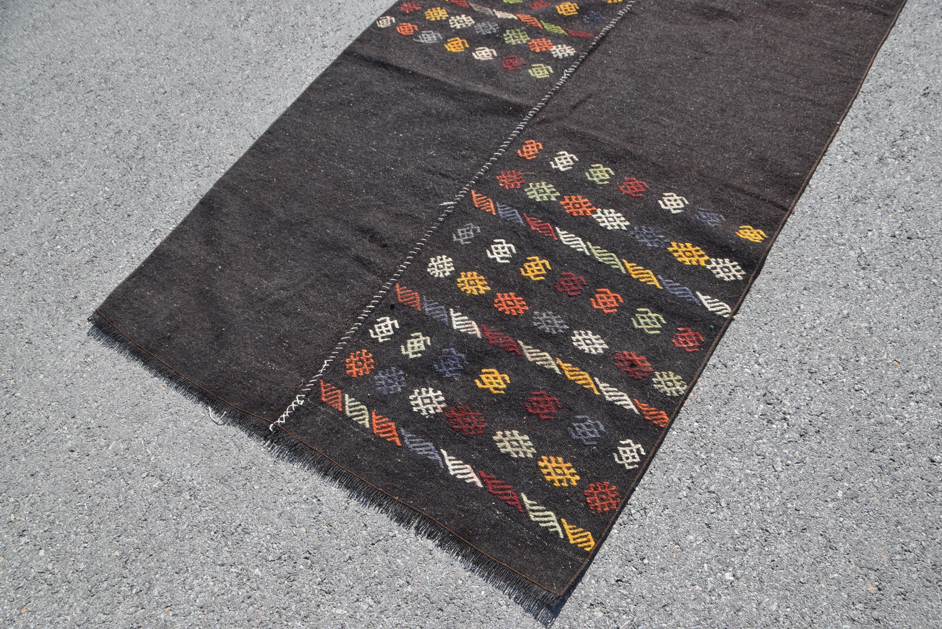 Bedroom Rug, Oriental Rug, Vintage Rugs, Kilim, Dorm Rug, Antique Rug, Turkish Rugs, Black Oushak Rug, 4x6.1 ft Area Rugs, Kitchen Rug