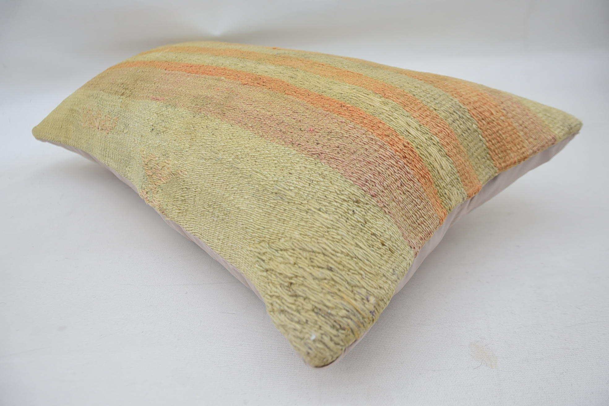 Pillow for Couch, 12"x24" Beige Cushion, Wool Kilim Pillow Pillow Cover, Turkish Corner Pillow, Vintage Kilim Throw Pillow, Kilim Pillow