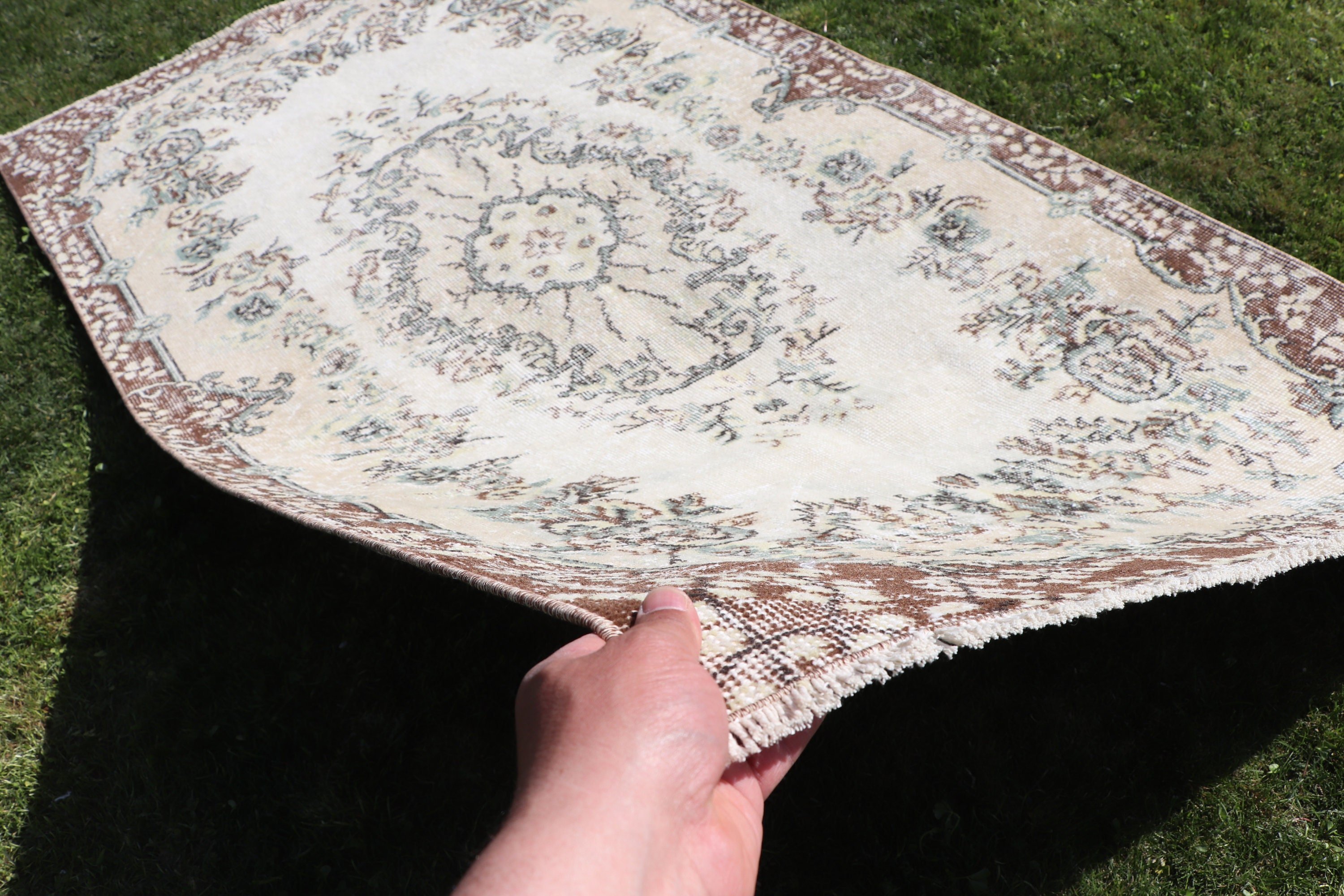 Fas Halıları, 3,8x6,9 ft Alan Halısı, Türk Halısı, Vintage Halılar, Bohem Halısı, Bej Anadolu Halısı, Boho Bölge Halısı, Yer Halısı, Yatak Odası Halısı