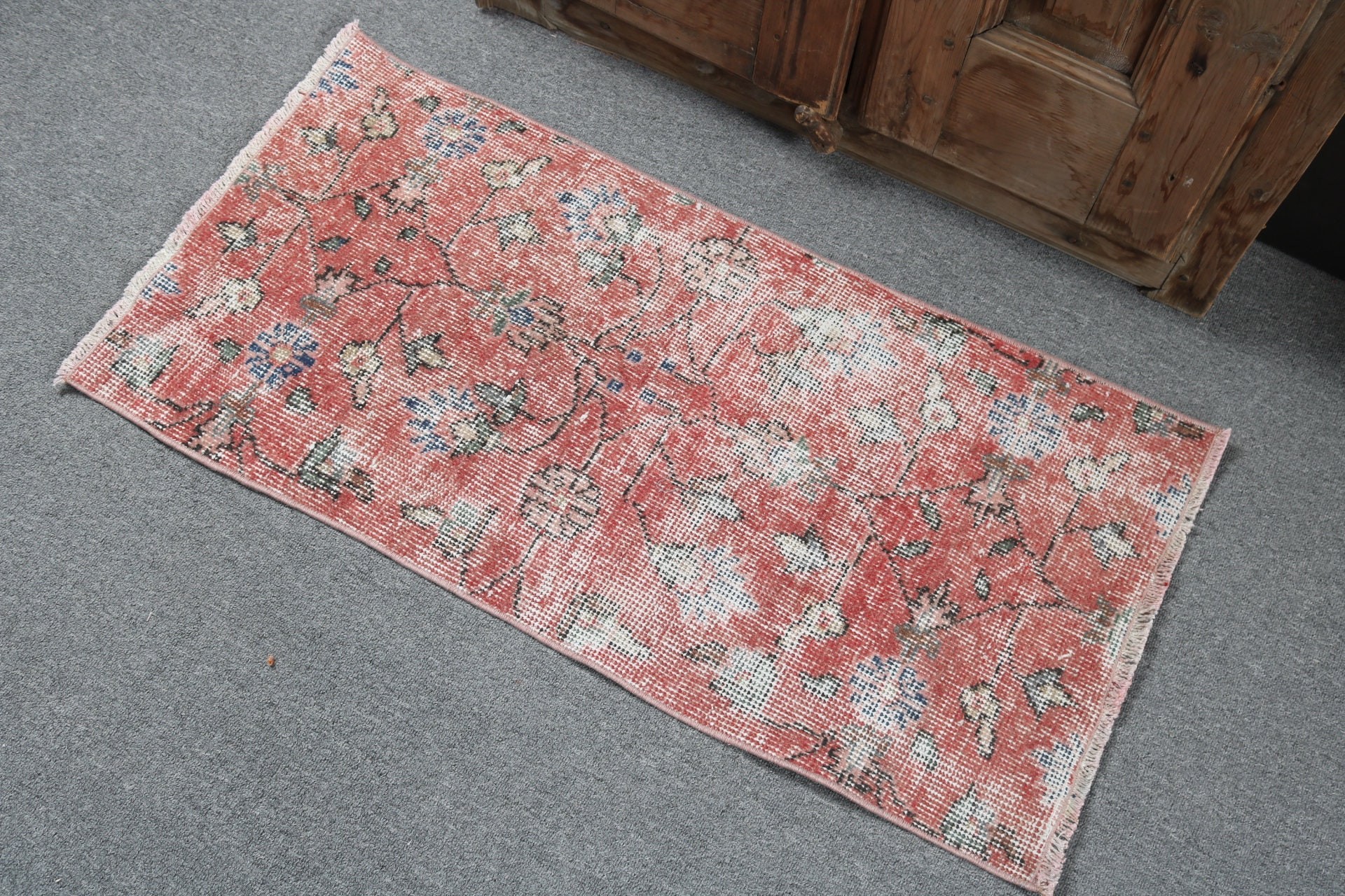 Boho Rugs, Entry Rugs, Office Rug, Antique Rugs, Turkish Rugs, 1.6x3.3 ft Small Rugs, Vintage Rugs, Small Boho Rug, Red Geometric Rug