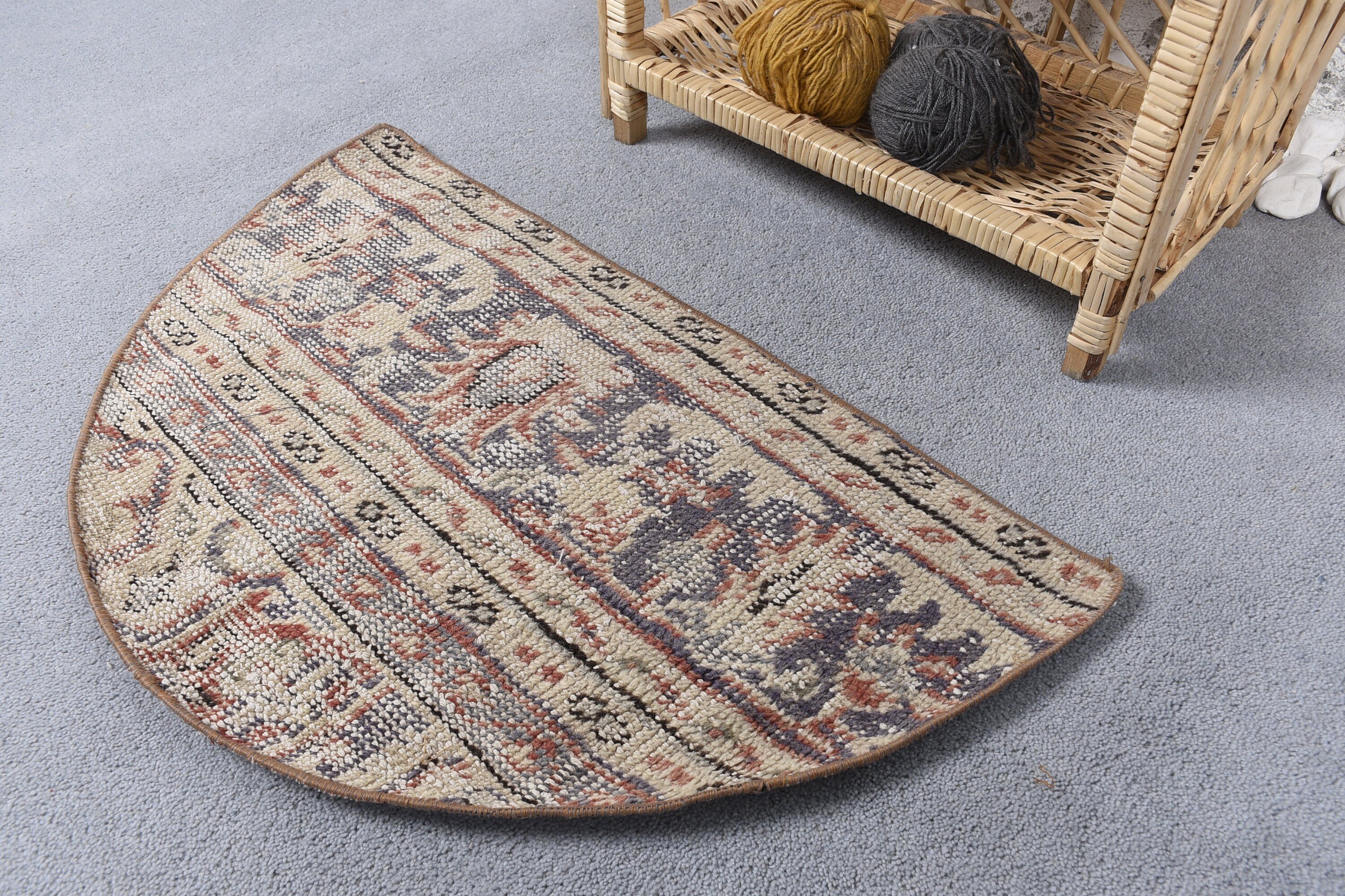 Kitchen Rug, Vintage Rugs, Entry Rug, Rugs for Door Mat, Turkish Rug, Bathroom Rugs, Beige  1.5x2.5 ft Small Rug, Wool Rug