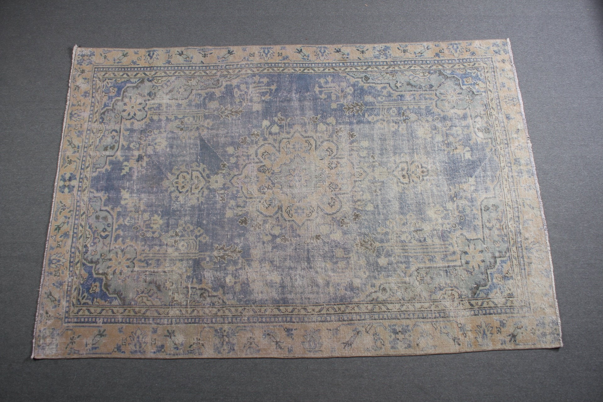 6.9x10.2 ft Büyük Boy Halı, Vintage Halılar, Harika Halılar, El Yapımı Halılar, Yemek Odası Halıları, Türk Halısı, Mavi Antika Halı, Antika Halı, Salon Halısı