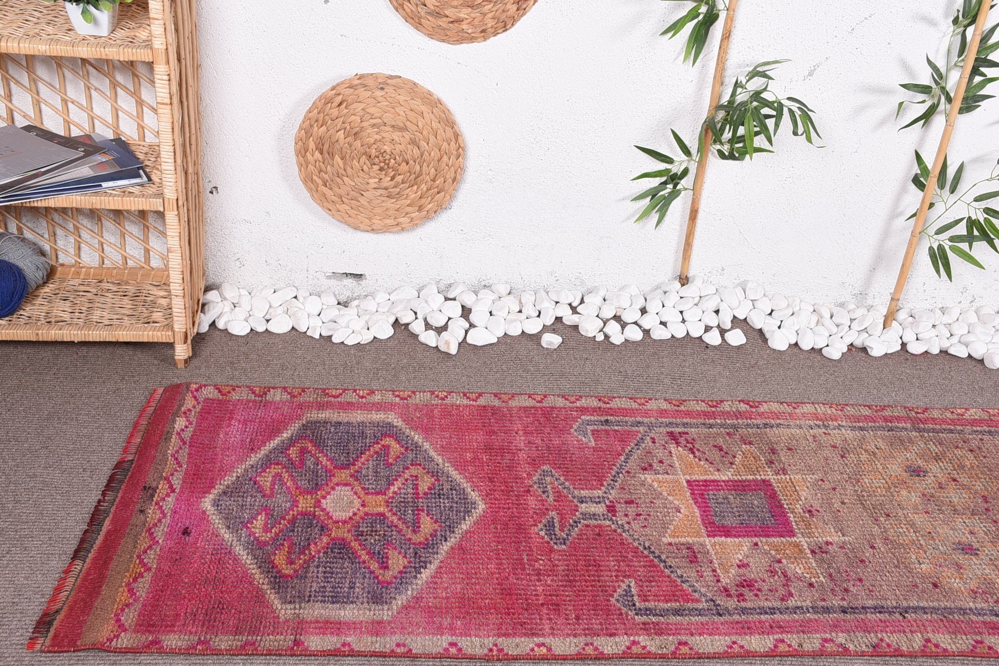 Pale Rug, Turkish Rug, Oushak Rug, Rugs for Hallway, Antique Rugs, Corridor Rugs, Kitchen Rug, Vintage Rugs, 2.4x8.7 ft Runner Rugs