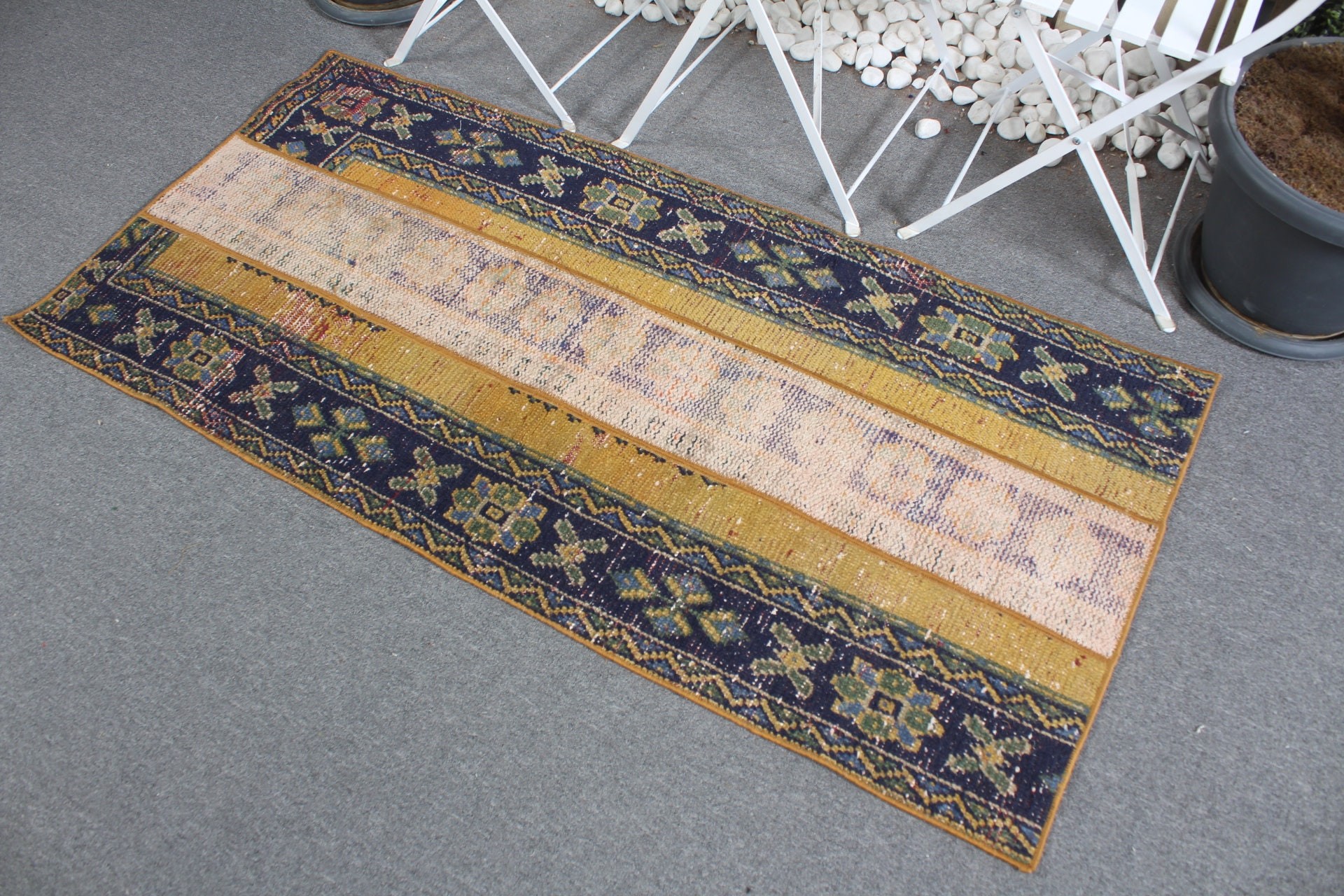 2.6x5.4 ft Küçük Halı, Yurt Halıları, Vintage Halılar, Mavi Oryantal Halı, Türk Halısı, Antika Halı, Yatak Odası Halısı, Duvara Asılı Halı, Araba Paspas Halıları