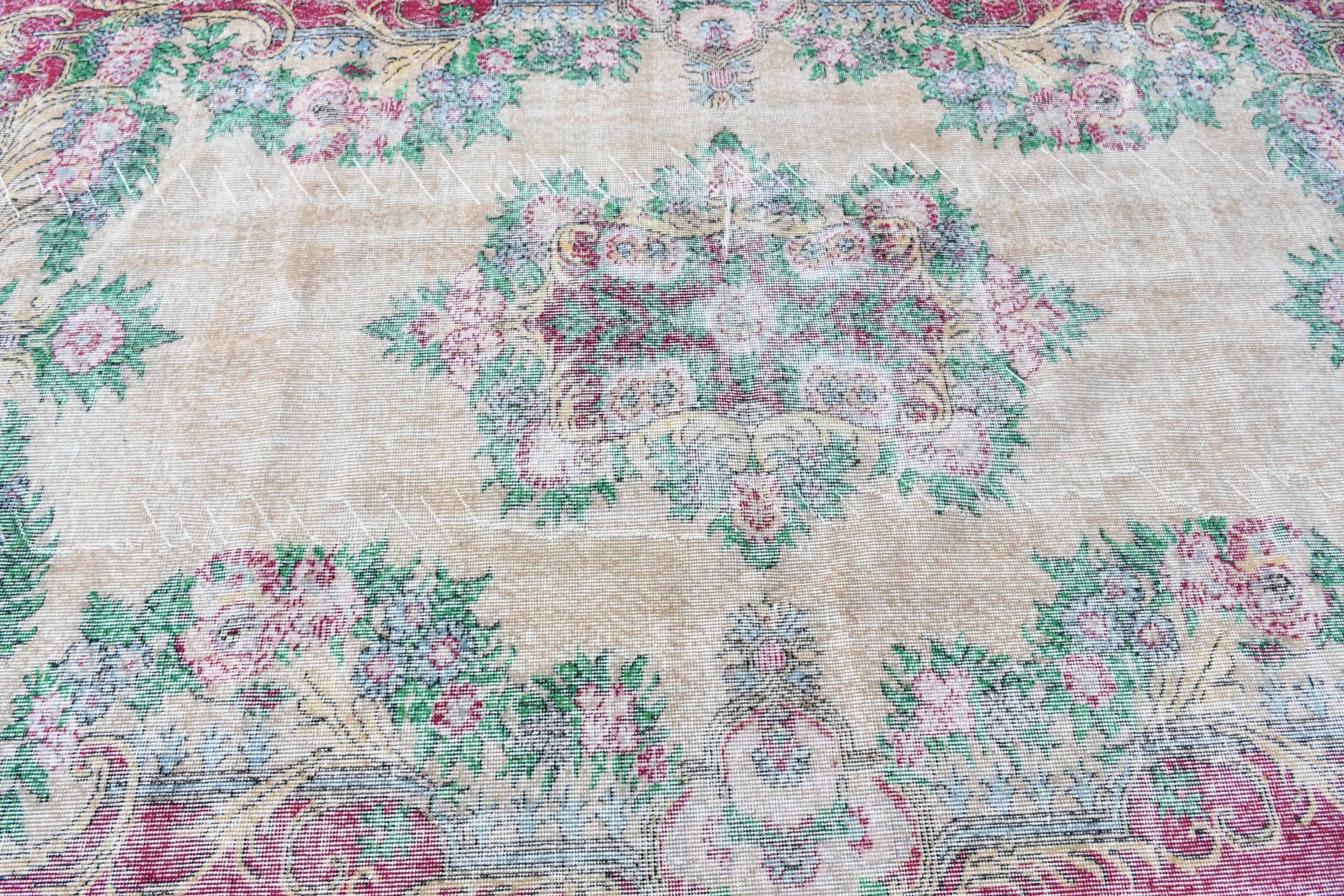 Beige Oushak Rug, Oushak Rugs, Turkish Rug, Rugs for Salon, Bedroom Rugs, Vintage Rug, Wool Rug, Living Room Rugs, 5.6x9.1 ft Large Rug