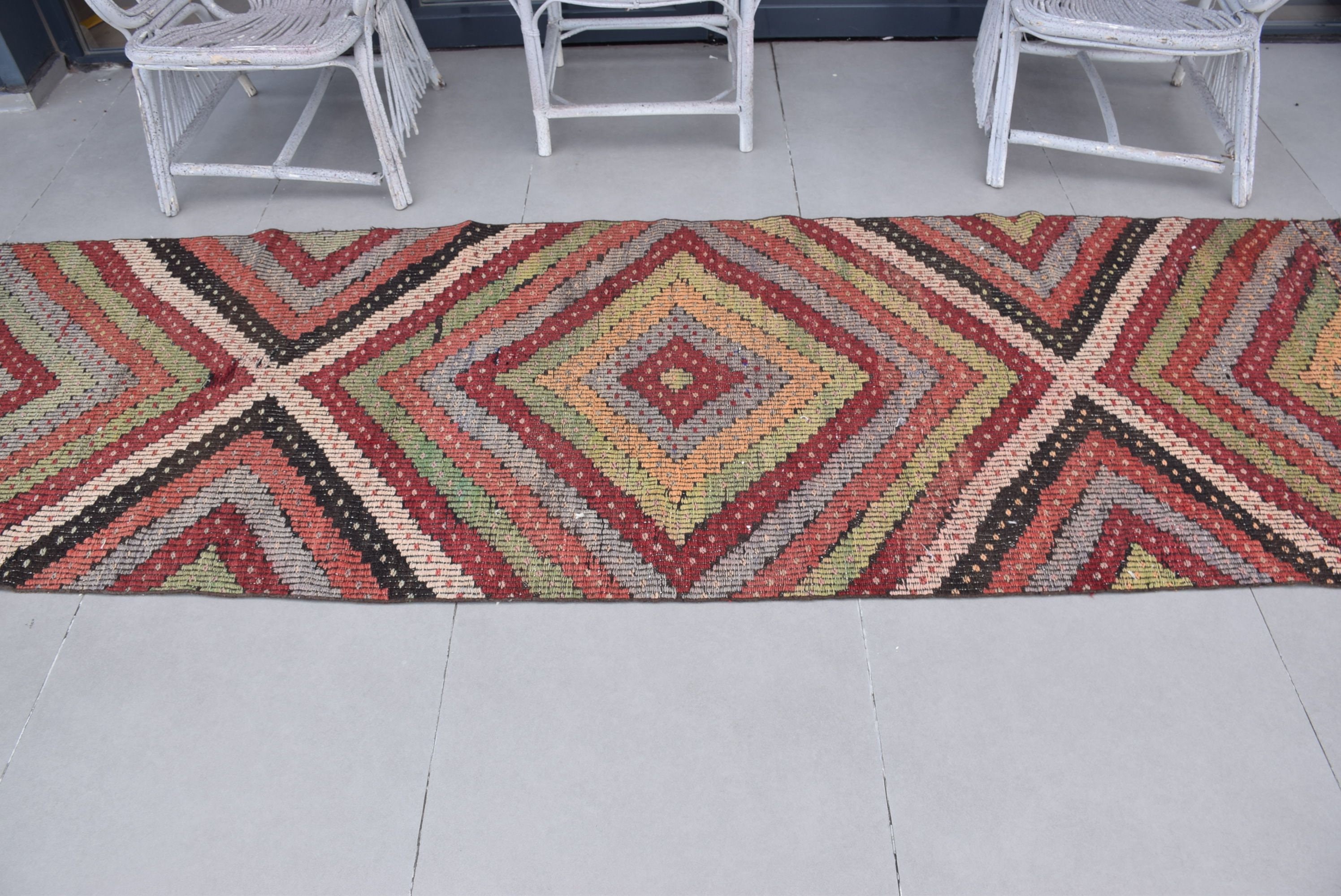 Türk Halısı, Kilim, Yer Halısı, Merdiven Halıları, Koşucu Halıları, Vintage Halılar, 3.1x9.9 ft Koşucu Halıları, Gökkuşağı Fas Halısı