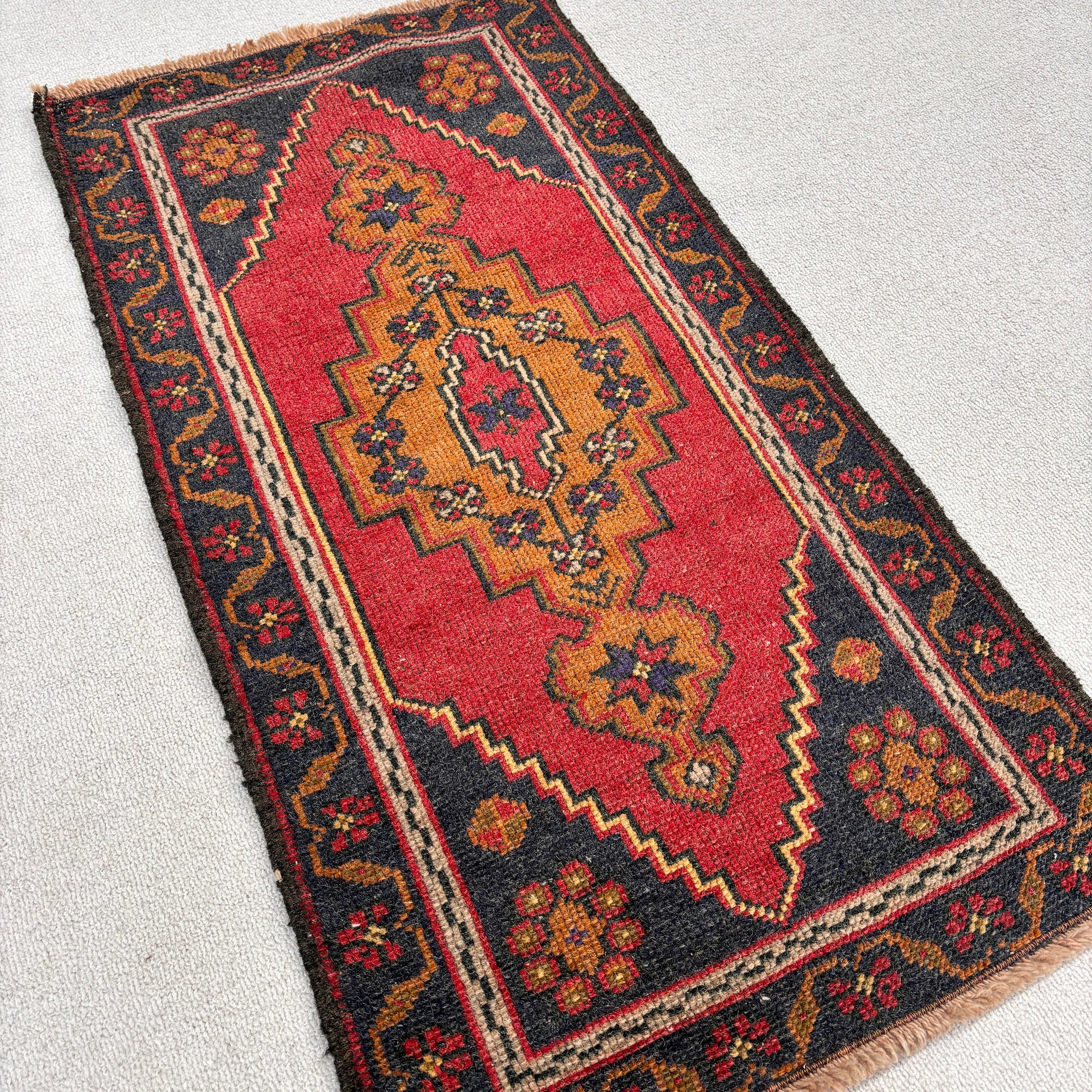 Vintage Rug, 1.8x3.4 ft Small Rugs, Oriental Rugs, Turkish Rug, Kitchen Rugs, Door Mat Rugs, Red Moroccan Rug, Statement Rug, Outdoor Rugs