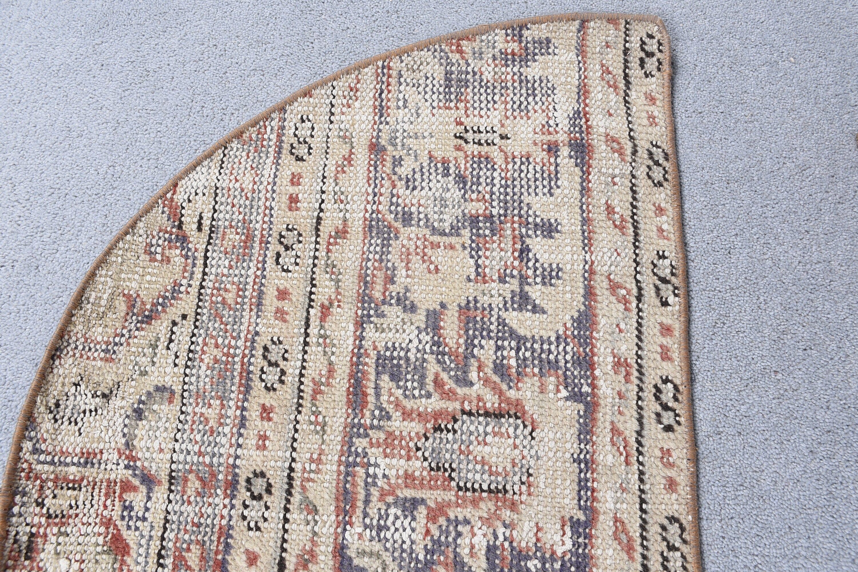 Kitchen Rug, Vintage Rugs, Entry Rug, Rugs for Door Mat, Turkish Rug, Bathroom Rugs, Beige  1.5x2.5 ft Small Rug, Wool Rug