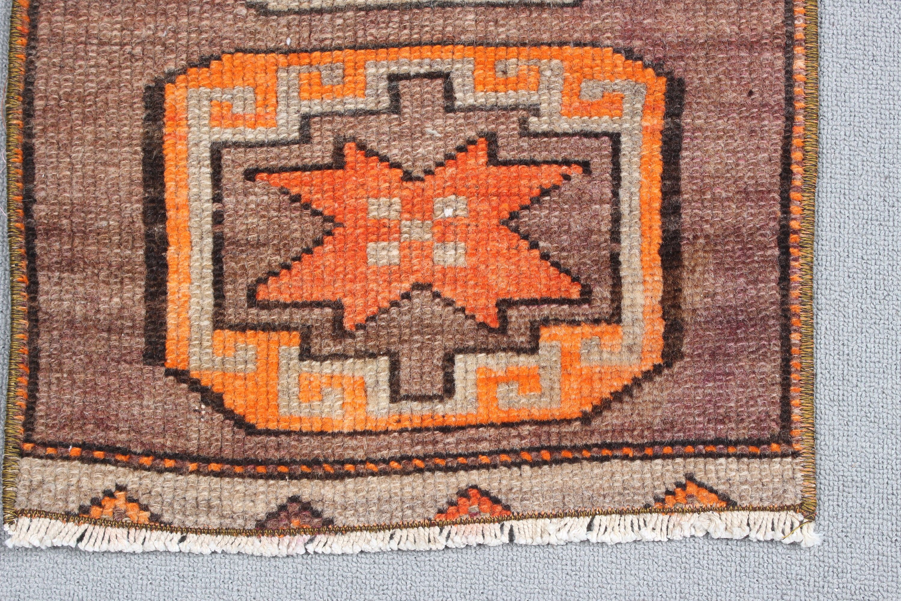 Wool Rug, Turkish Rugs, Vintage Rug, Moroccan Rugs, 1.3x2.4 ft Small Rugs, Aztec Rugs, Brown Home Decor Rug, Bathroom Rug, Kitchen Rug