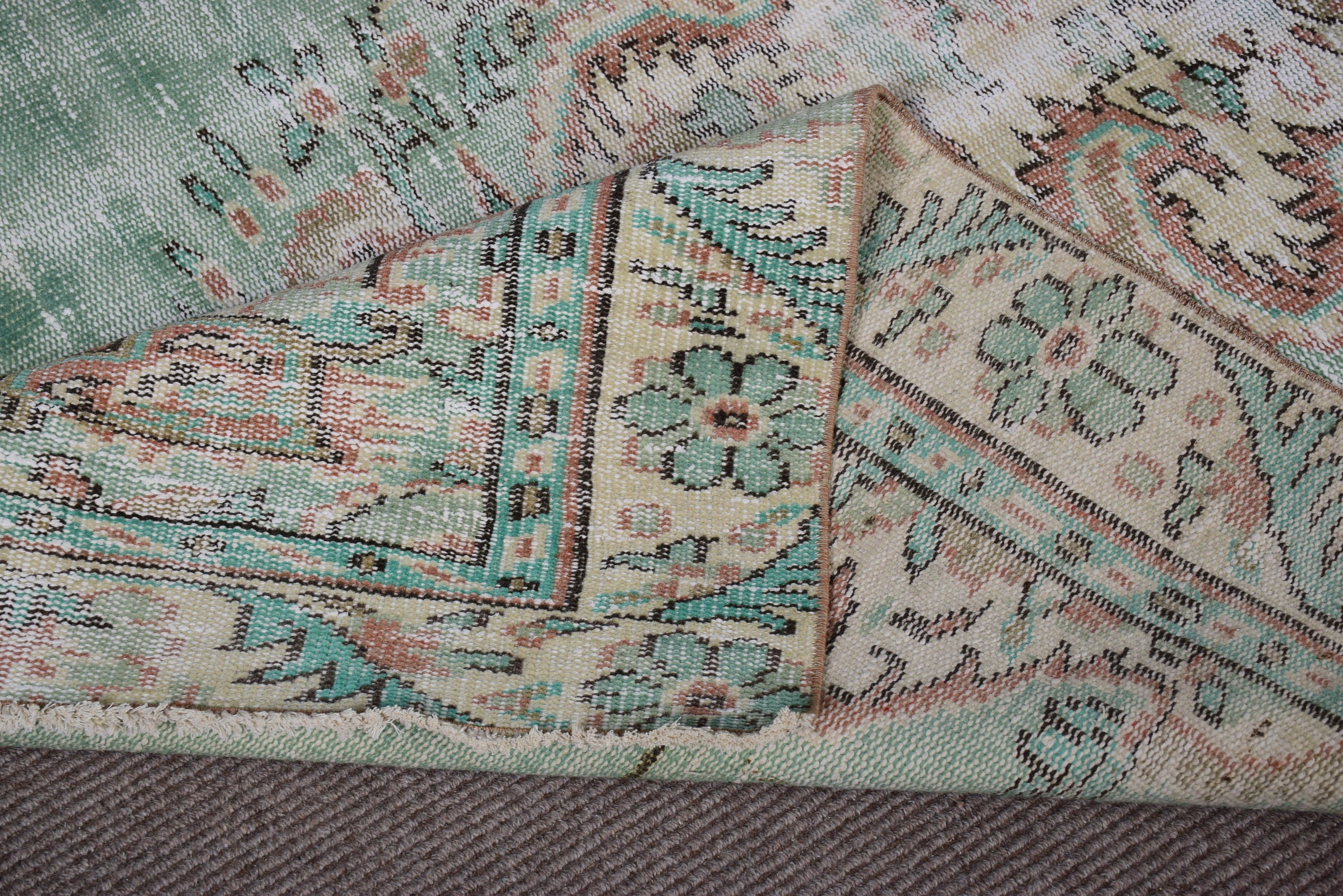 Large Oushak Rug, Handmade Rugs, Vintage Rugs, Neutral Rug, Handwoven Rug, Turkish Rugs, Salon Rug, 5.4x9 ft Large Rugs, Green Antique Rug