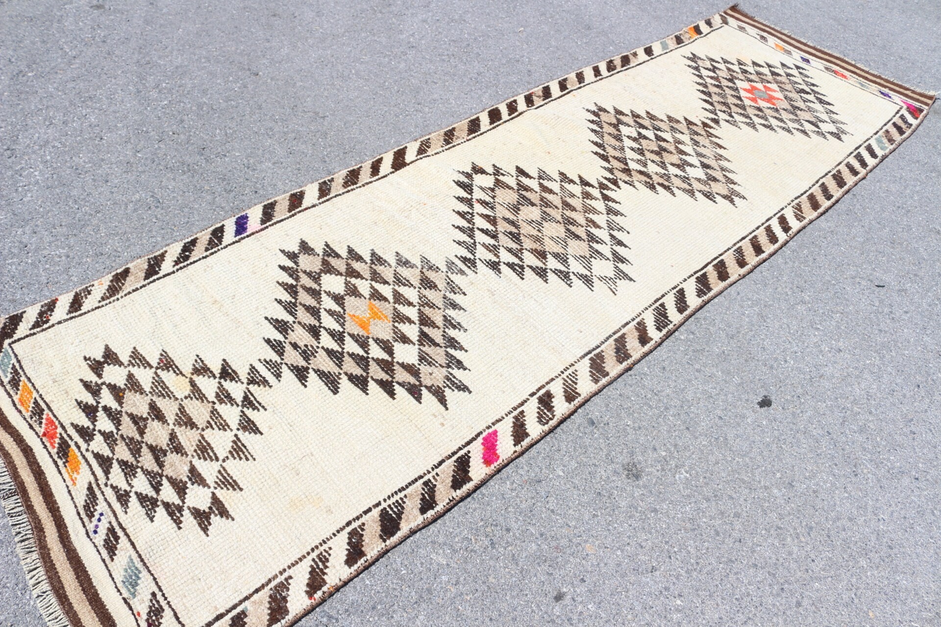 Beige Oushak Rug, 3x9.9 ft Runner Rug, Antique Rugs, Rugs for Kitchen, Cool Rug, Vintage Rugs, Natural Rugs, Corridor Rug, Turkish Rug