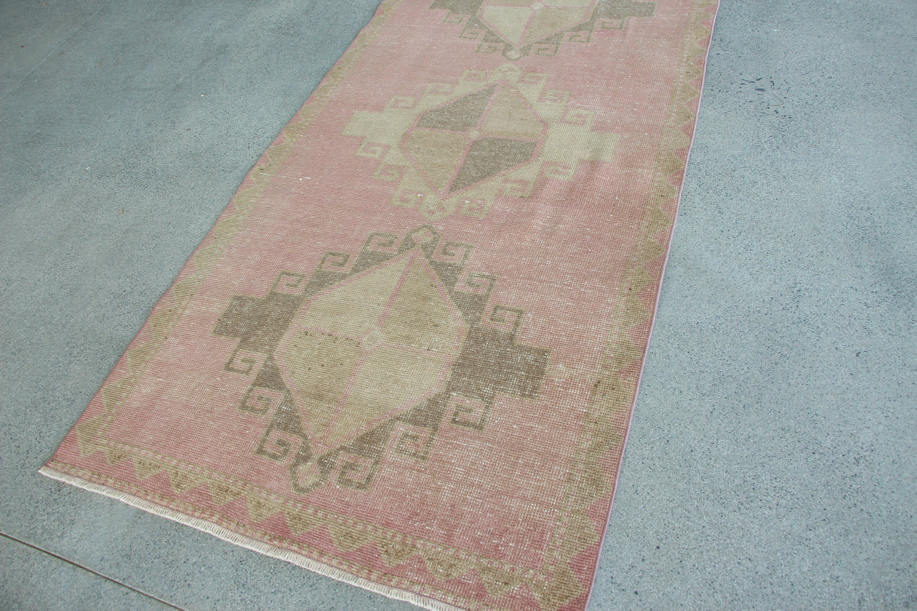 Hallway Rug, Pink Bedroom Rug, Decorative Rugs, Turkish Rug, Kitchen Rug, Vintage Rug, Rugs for Corridor, 3.8x11.6 ft Runner Rug, Wool Rug