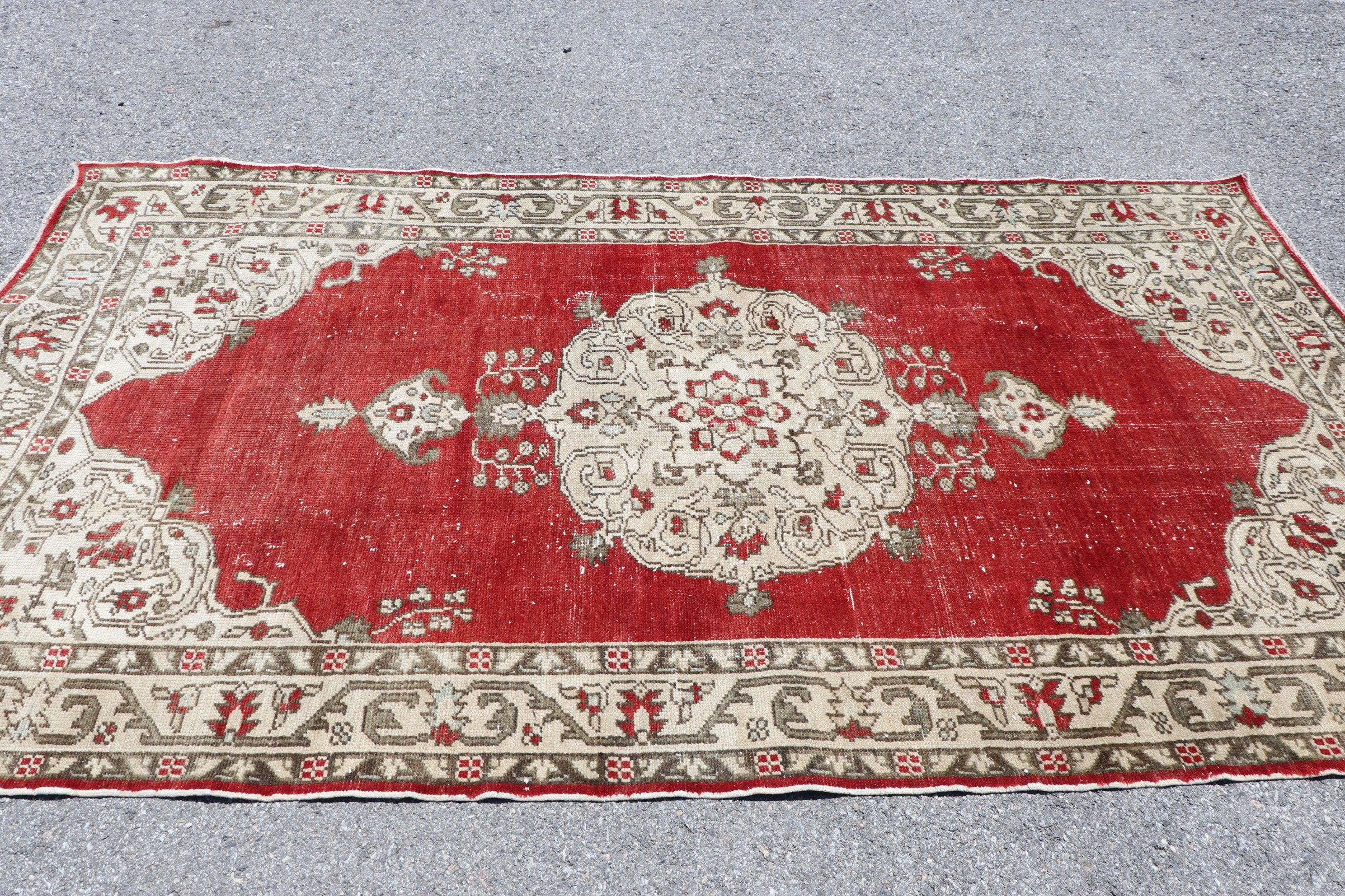 4.6x8.4 ft Area Rug, Red Antique Rugs, Dining Room Rug, Natural Rug, Kitchen Rugs, Turkish Rug, Oriental Rugs, Wool Rugs, Vintage Rug