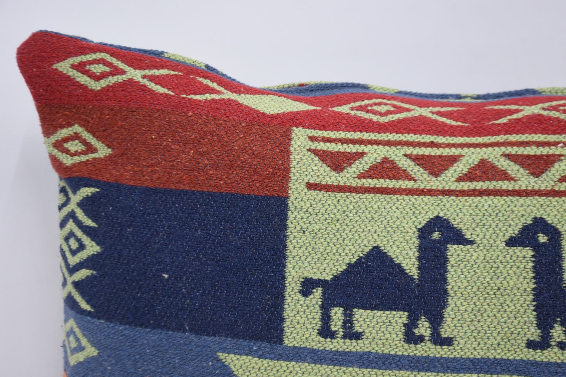 Vintage Kilim Pillow, Handmade Kilim Cushion, 20"x28" Blue Pillow Case, Decorative Throw Pillow Sham, Pet Pillow Case, Pillow for Sofa
