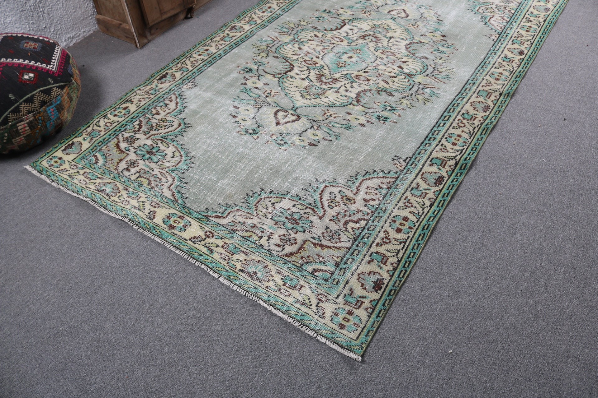 Yeşil Antika Halılar, Modern Halılar, Yatak Odası Halıları, Büyük Boho Halıları, 5.1x8.9 ft Büyük Halılar, Türk Halısı, Vintage Halı, Salon Halısı, Türkiye Halıları