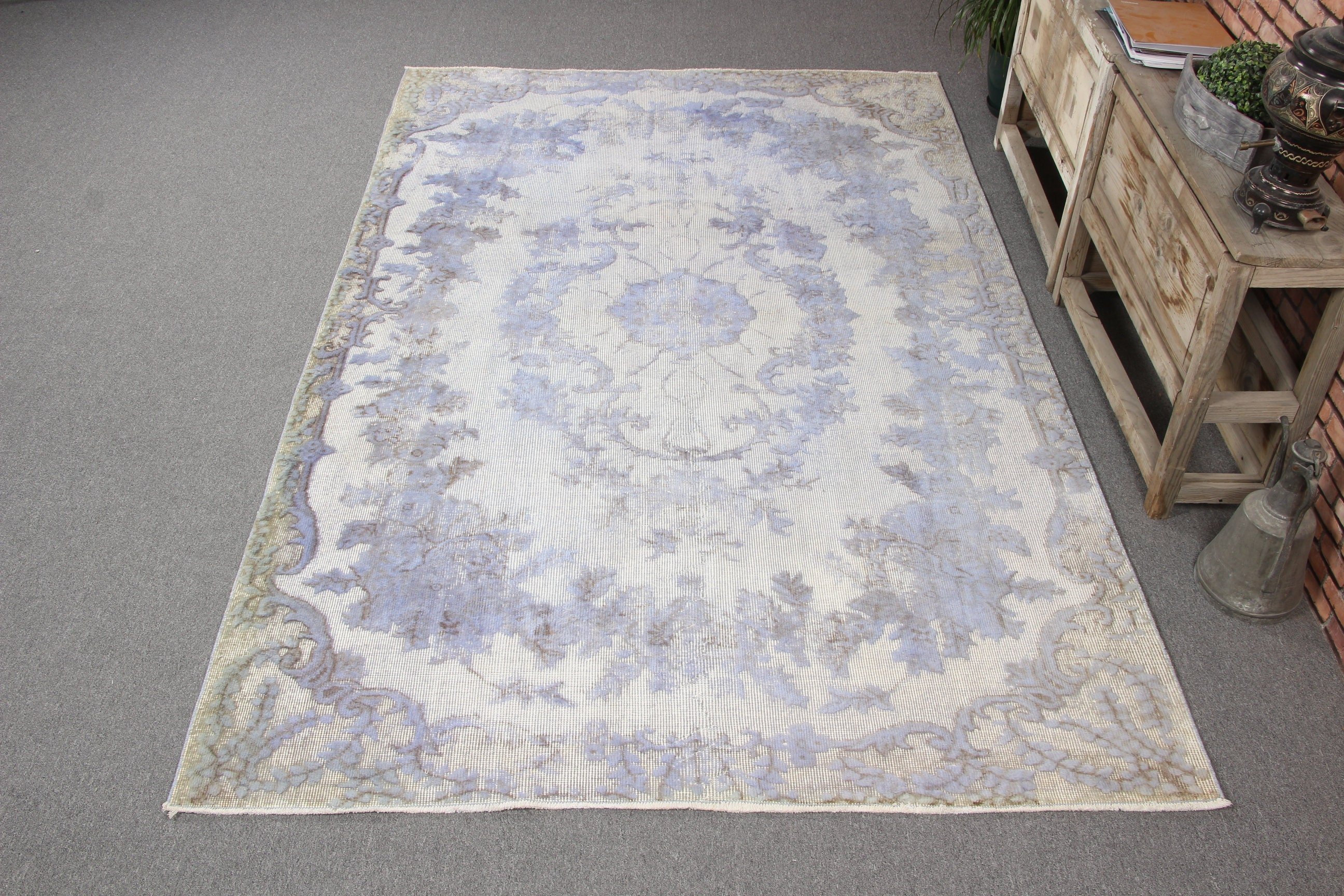 Antique Rugs, Office Rug, Vintage Rug, 5.6x9 ft Large Rug, Wool Rugs, Turkish Rugs, Rugs for Large Oushak, Gray Bedroom Rug, Large Boho Rug