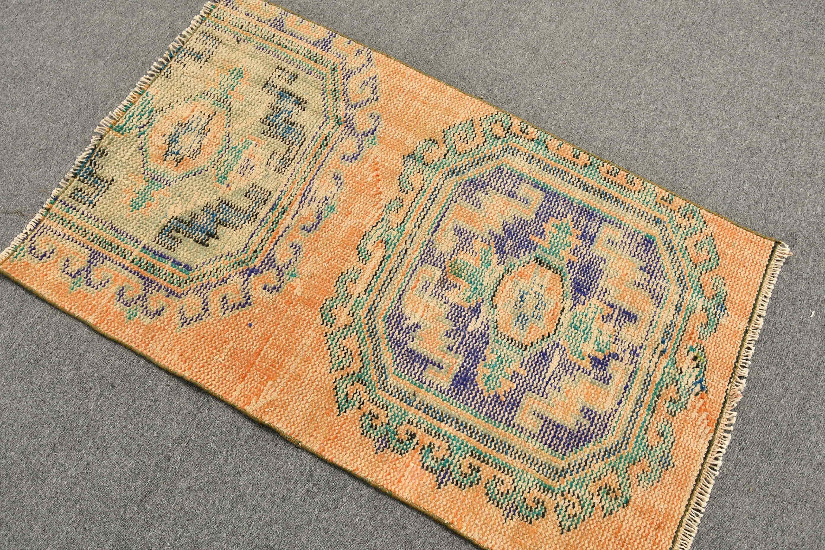 Home Decor Rug, Vintage Rugs, Oriental Rugs, Turkish Rugs, Orange Home Decor Rug, 2.8x4.4 ft Small Rug, Wall Hanging Rug, Bathroom Rugs