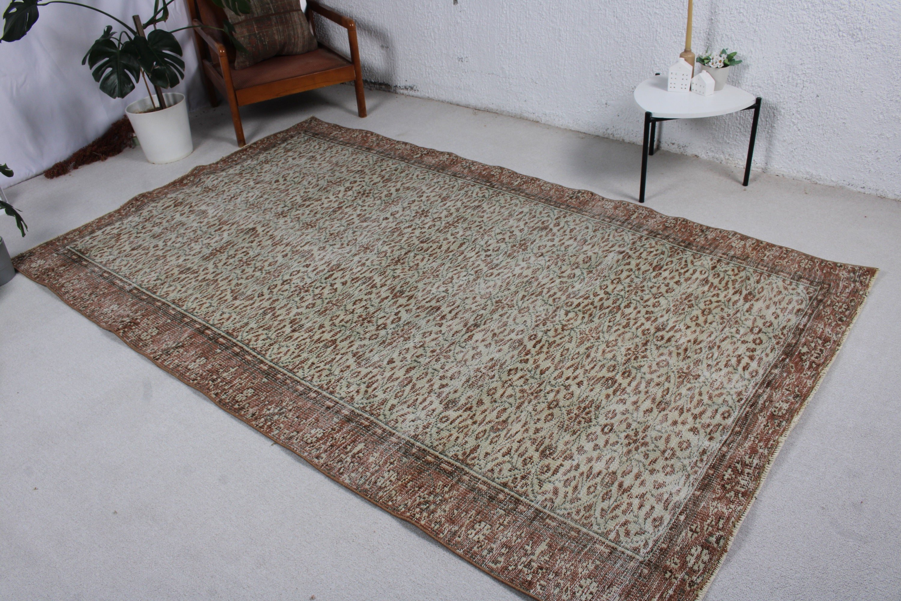 Salon Halıları, Bej Yün Halı, Ev Dekorasyonu Halıları, Büyük Boho Halısı, Türkiye Halısı, Türk Halısı, Nötr Halı, 5,2x8,8 ft Büyük Halı, Vintage Halı