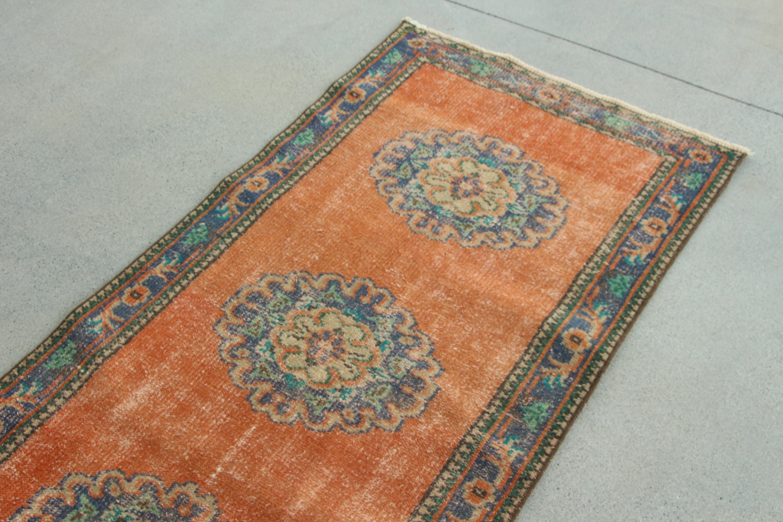 Oushak Rug, Hallway Rug, Turkish Rugs, Vintage Rug, Moroccan Rug, Luxury Rug, Orange Moroccan Rug, Stair Rug, 2.6x11.4 ft Runner Rugs