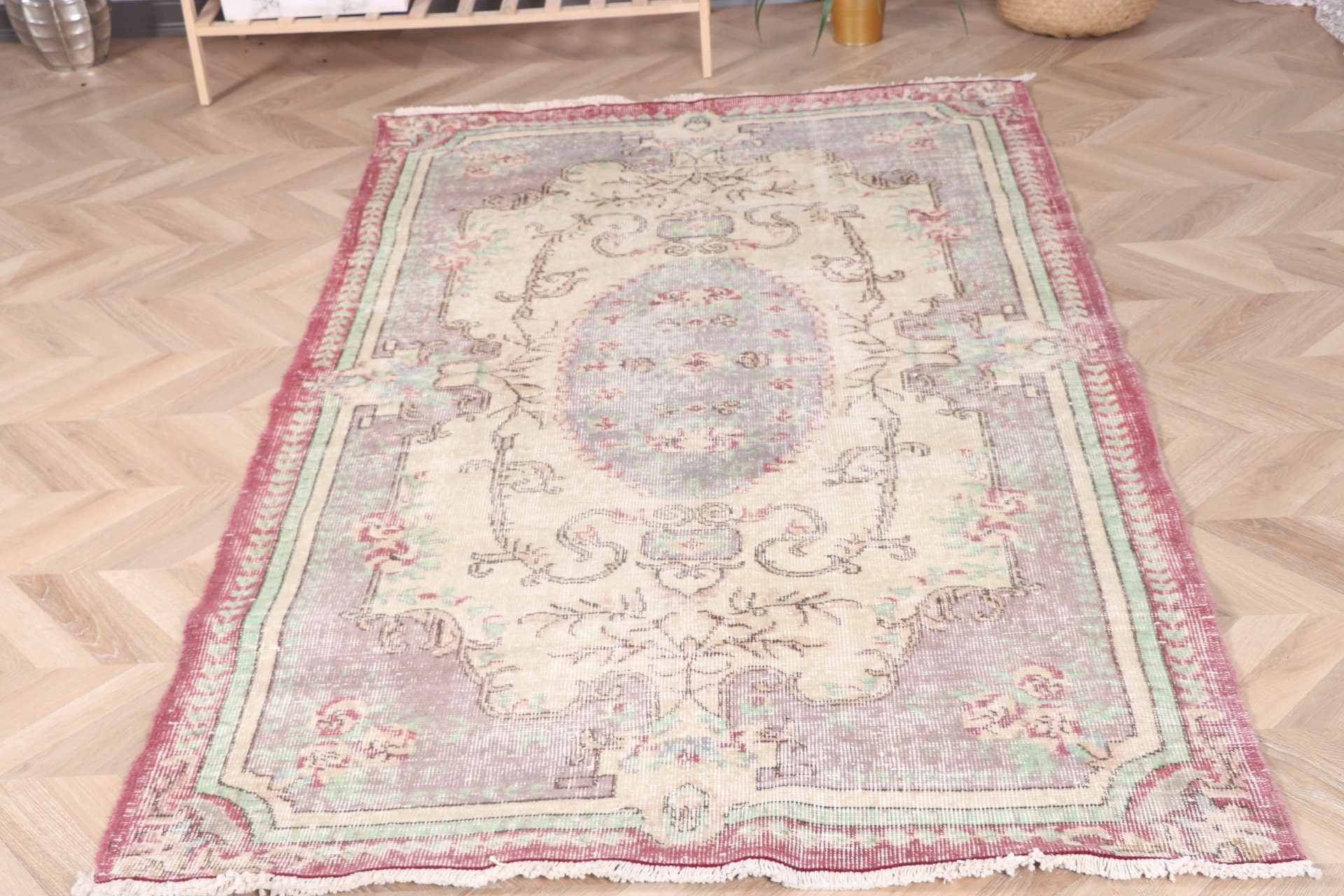 Vintage Halılar, Alan Halıları, Türk Halısı, Oturma Odası Halısı, 3,8x6,6 ft Alan Halısı, İç Mekan Halıları, Boho Halıları, Antika Halılar, Kırmızı Nötr Halı