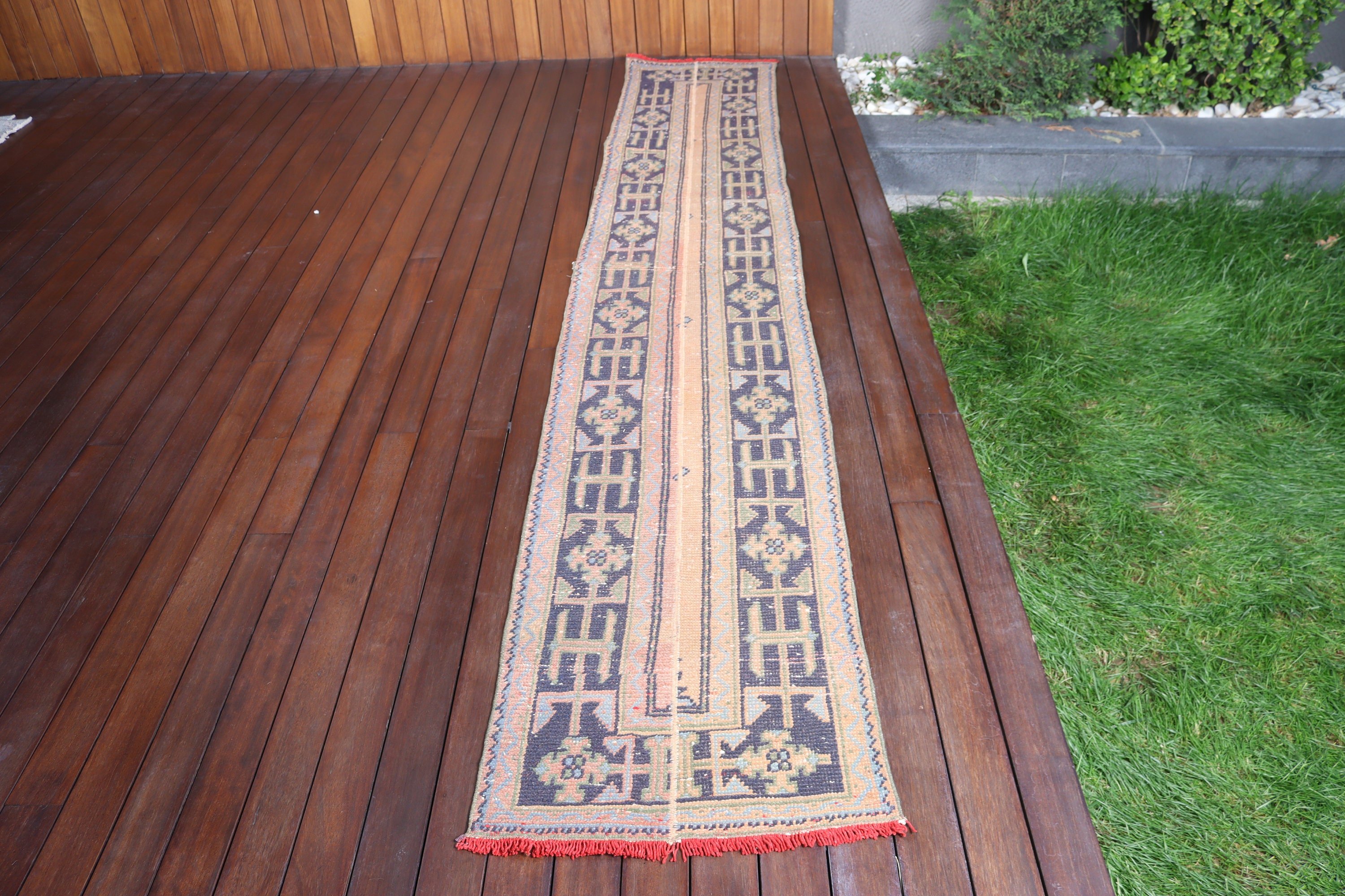 Turkish Rugs, 1.9x10.8 ft Runner Rug, Aesthetic Rugs, Floor Rug, Luxury Rugs, Flatweave Rugs, Vintage Rug, Orange Kitchen Rug, Hallway Rugs