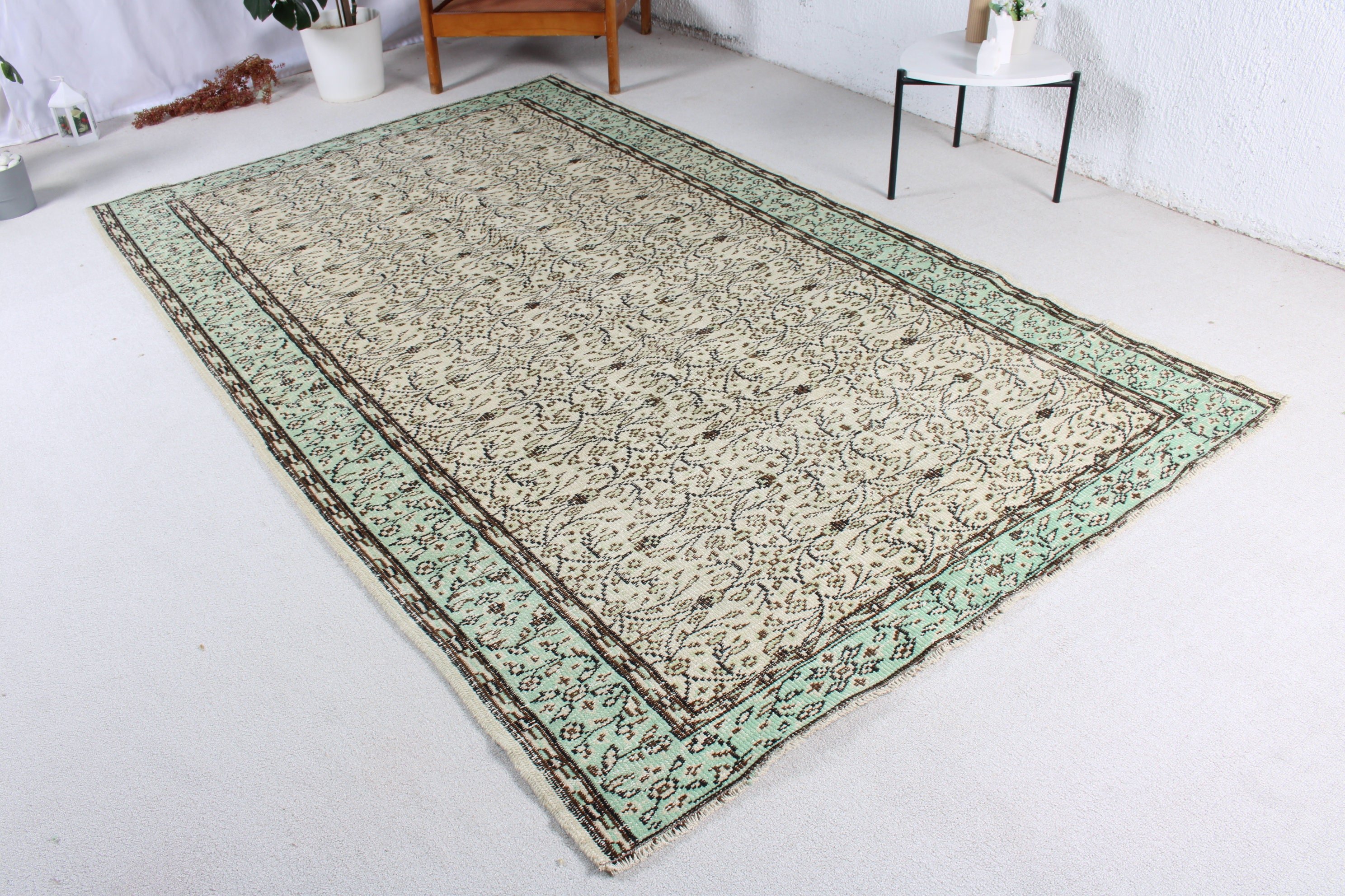 Vintage Rug, Turkish Rugs, Statement Rug, Large Boho Rugs, Brown Geometric Rug, Bedroom Rug, 5.5x9 ft Large Rugs, Luxury Rugs